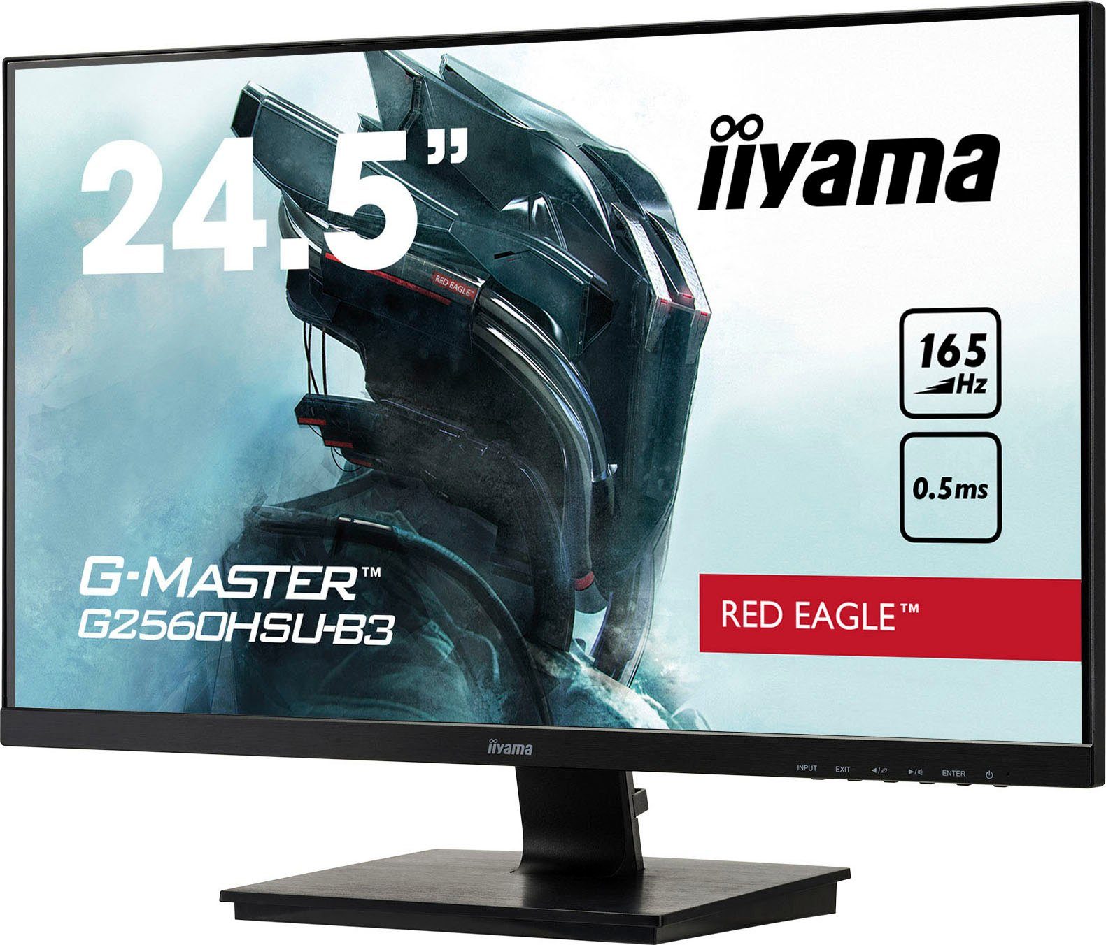 Iiyama IIYAMA G2560HSU-B3 LCD-Monitor, Flat, 62,2cm (24,5), 1920x1080 Pixel LCD-Monitor (62,2 cm/25 ", 1920 x 1080 px, 0,5 ms Reaktionszeit, 165 Hz, TN LED, 0,5 ms, TN LED, neigungsverstellbar, HDMI, DisplayPort, USB, schwarz)