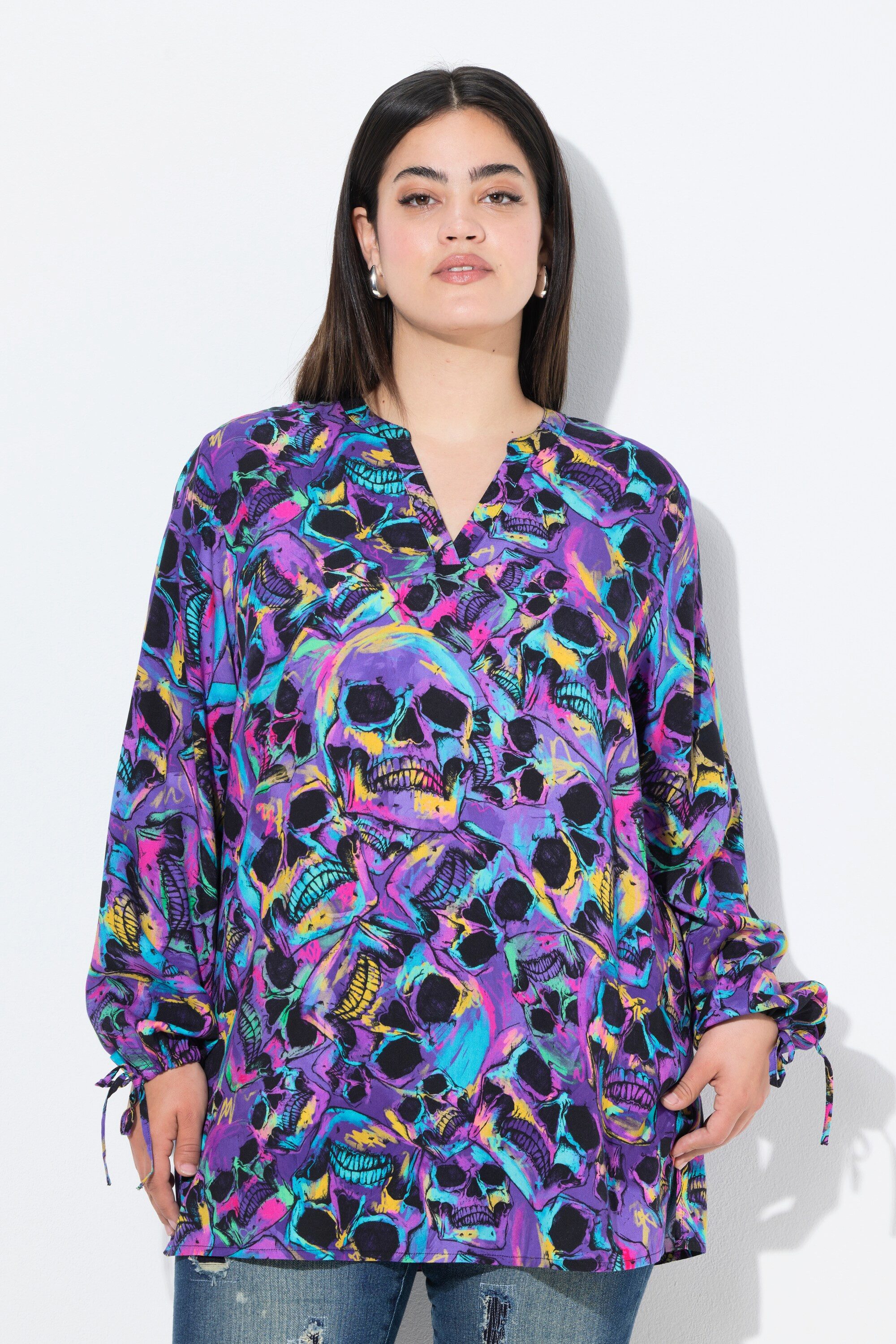 Angel of Style Tunika Tunika A-Linie Totenkopf-Muster 3/4-Ärmel günstig online kaufen