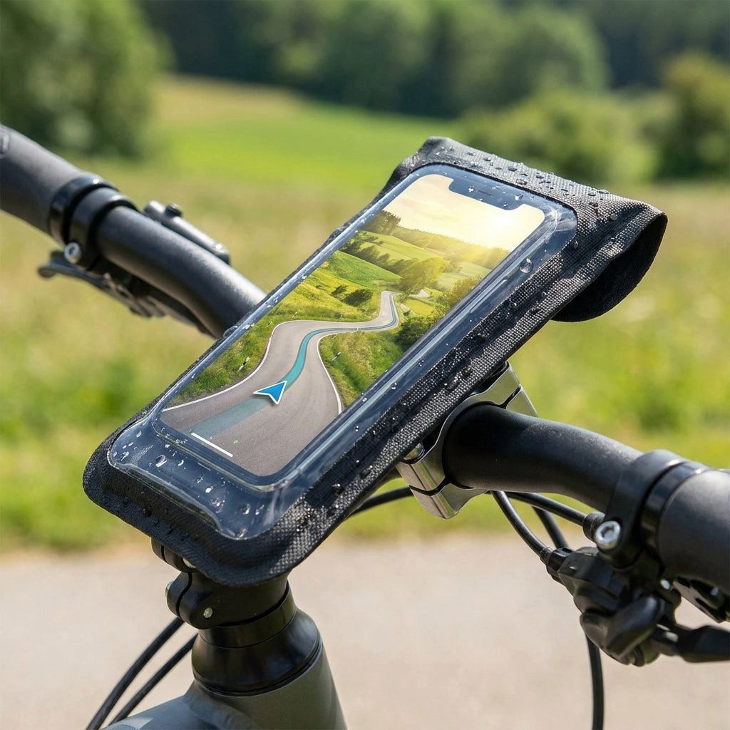 Fahrradtasche KLICKfix Phone Bag Light S mit Adapter transparent schwarz mit Drehkup