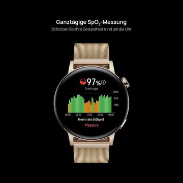 Huawei Aktualisiertes Herzfrequenz-Modul mit Fotodioden und Lichtquellen Smartwatch (Android iOS), ganztägige SpO2-Überwachung, KI-Lauftrainer Herzfrequenzüberwachung