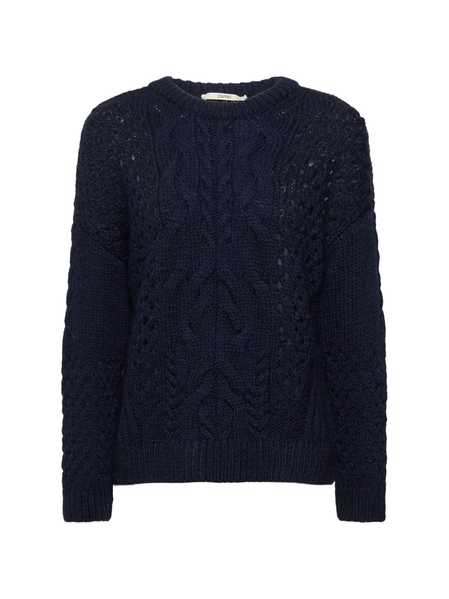 Esprit Rundhalspullover Pullover mit Zopf-Muster NAVY