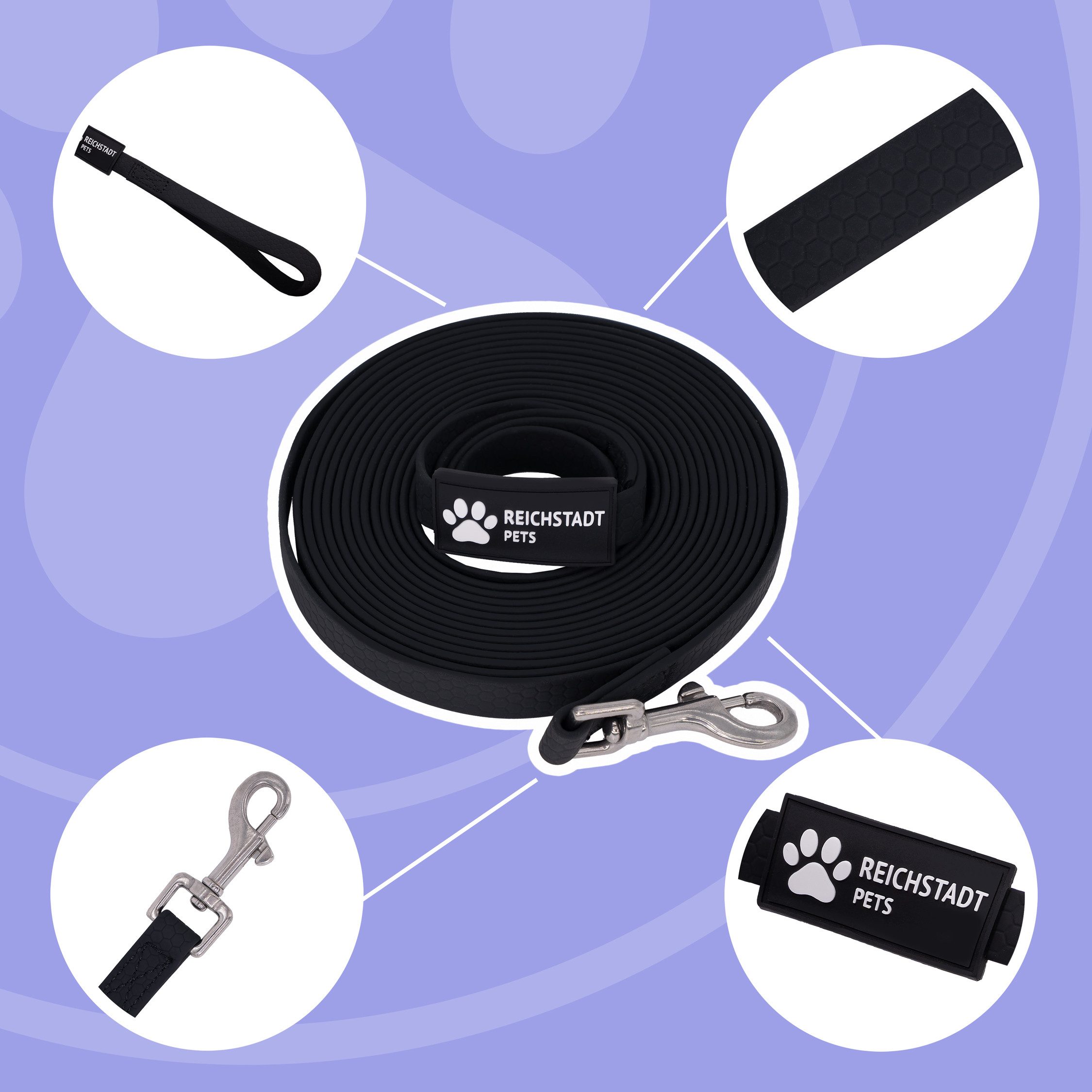 Reichstadt Hundeleine RS Pets Führleine Texturierte PVC 25RSP085, PVC, Weiche Handschlaufe mit Soft-Wrist-Strap