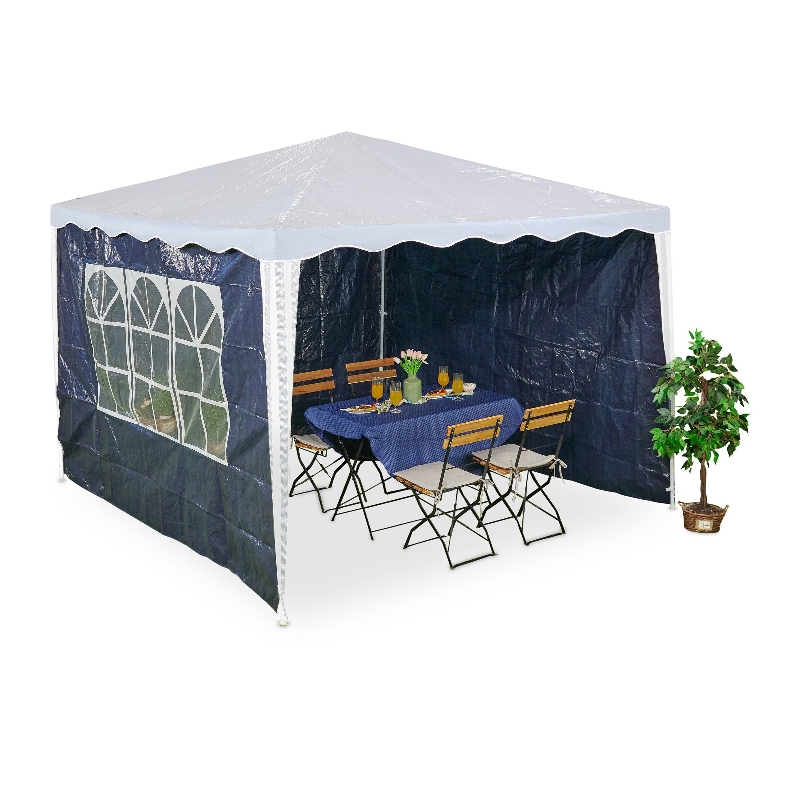 relaxdays Pavillon Pavillon Seitenwand 3x3m 3er Set, Blau
