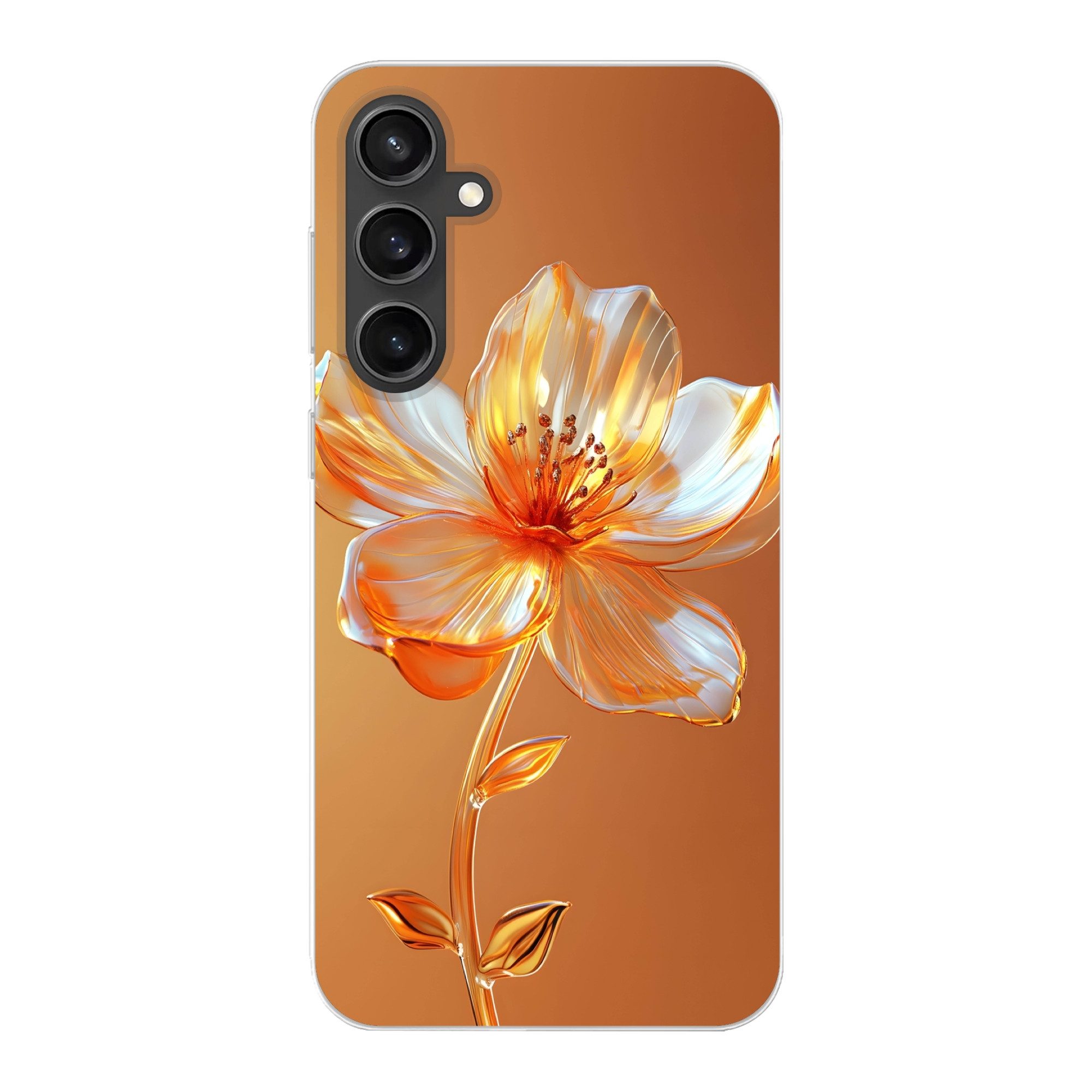MuchoWow Handyhülle für Samsung Galaxy S23 FE Gläser - Blume - Orange