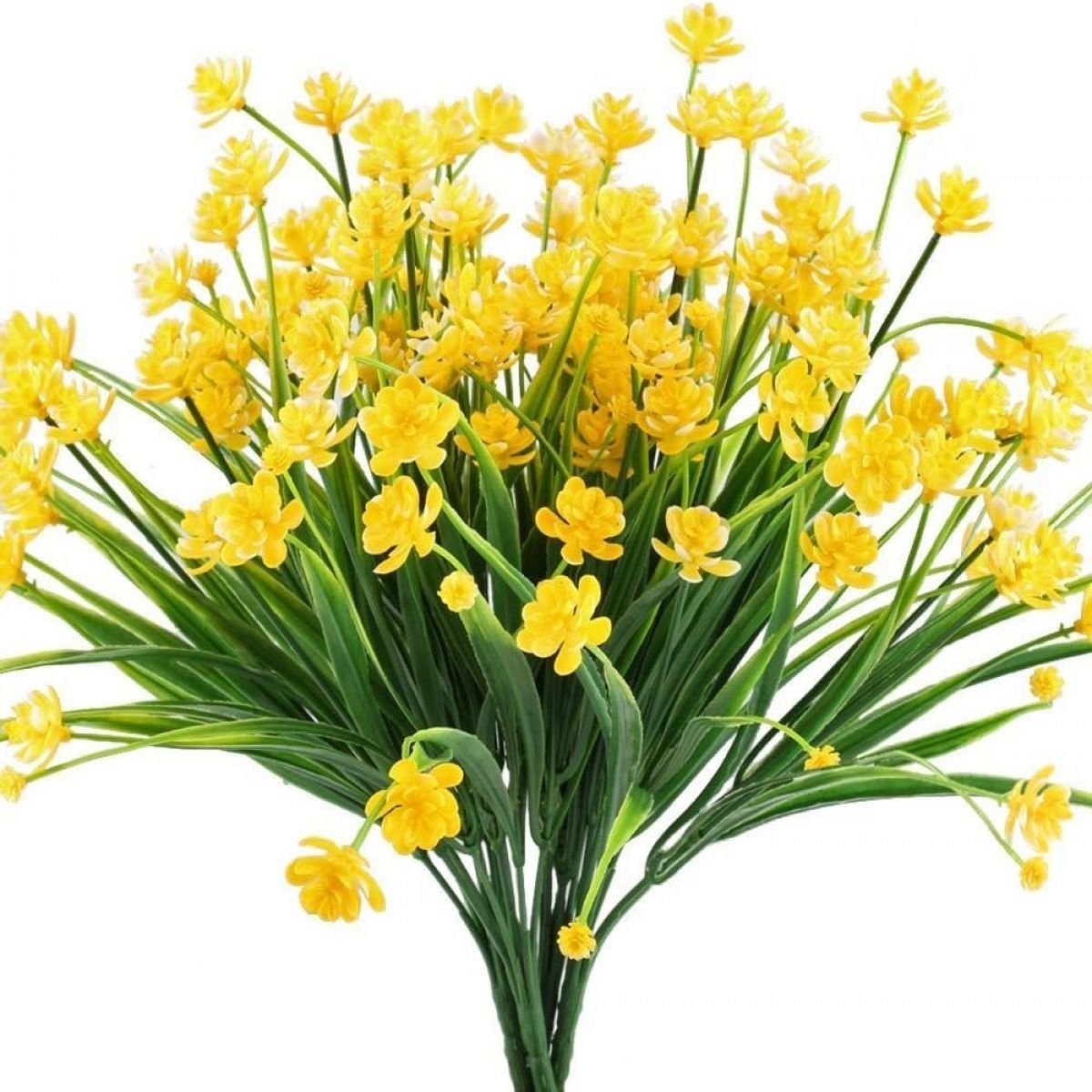 Künstliche für Deko, Kunststoff Blumen gelb Künstliche Kunstblume Sträucher Pflanze Jormftte