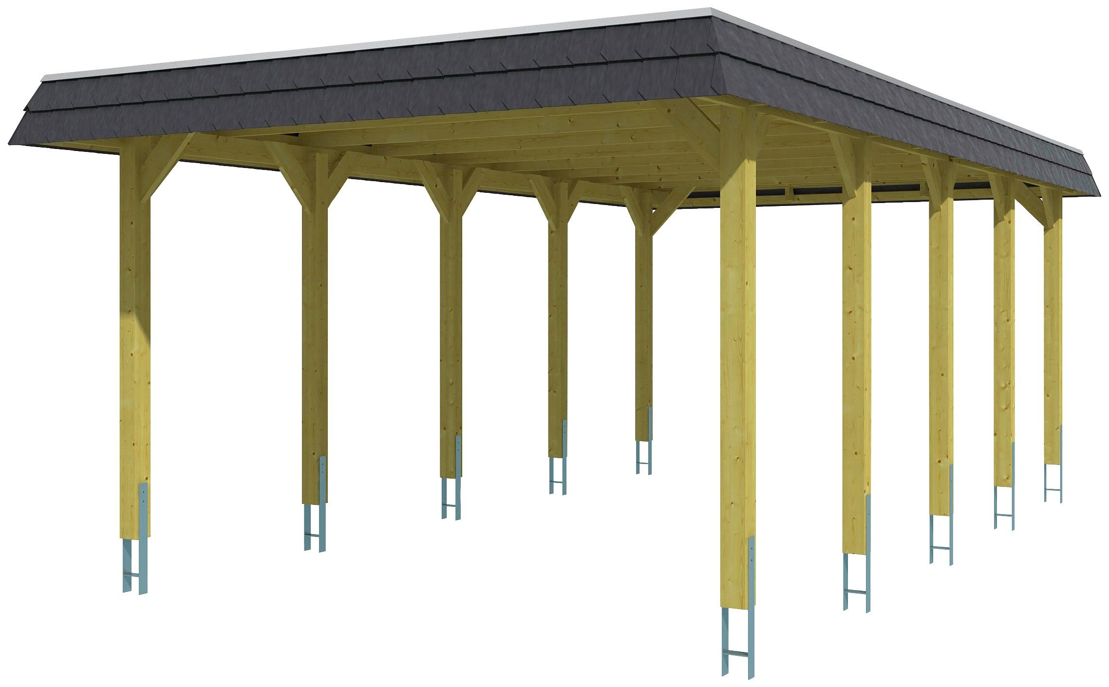 Skanholz Einzelcarport Spreewald, BxT: 396x741 cm, 209 cm Einfahrtshöhe,  Flachdach-Carport mit Aluminium-Dachplatten
