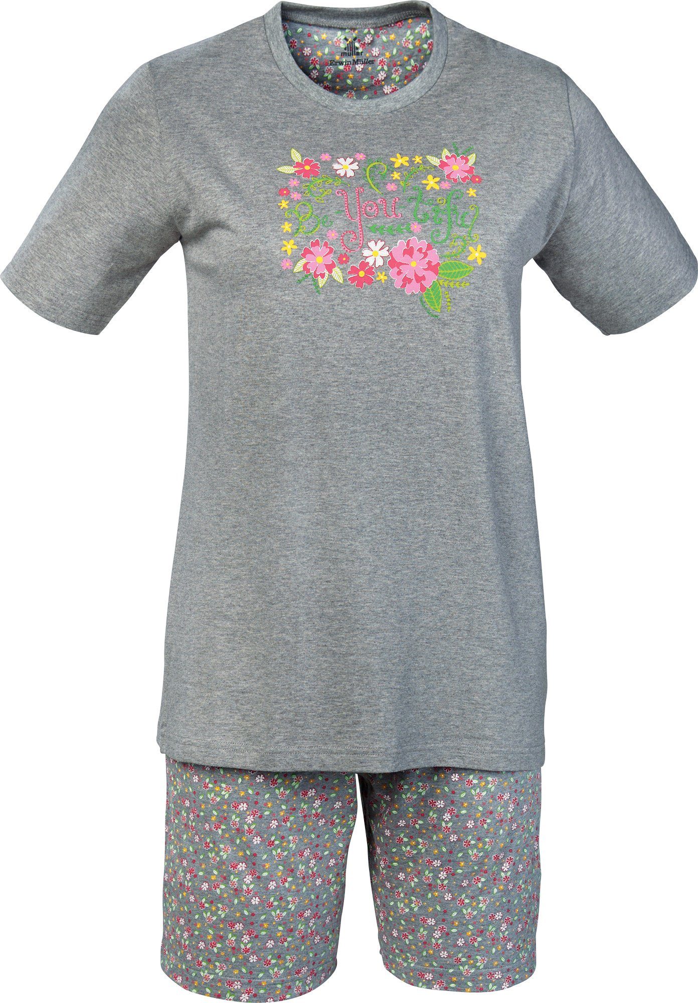 Müller Single-Jersey Blumen Erwin Pyjama Damen-Shorty