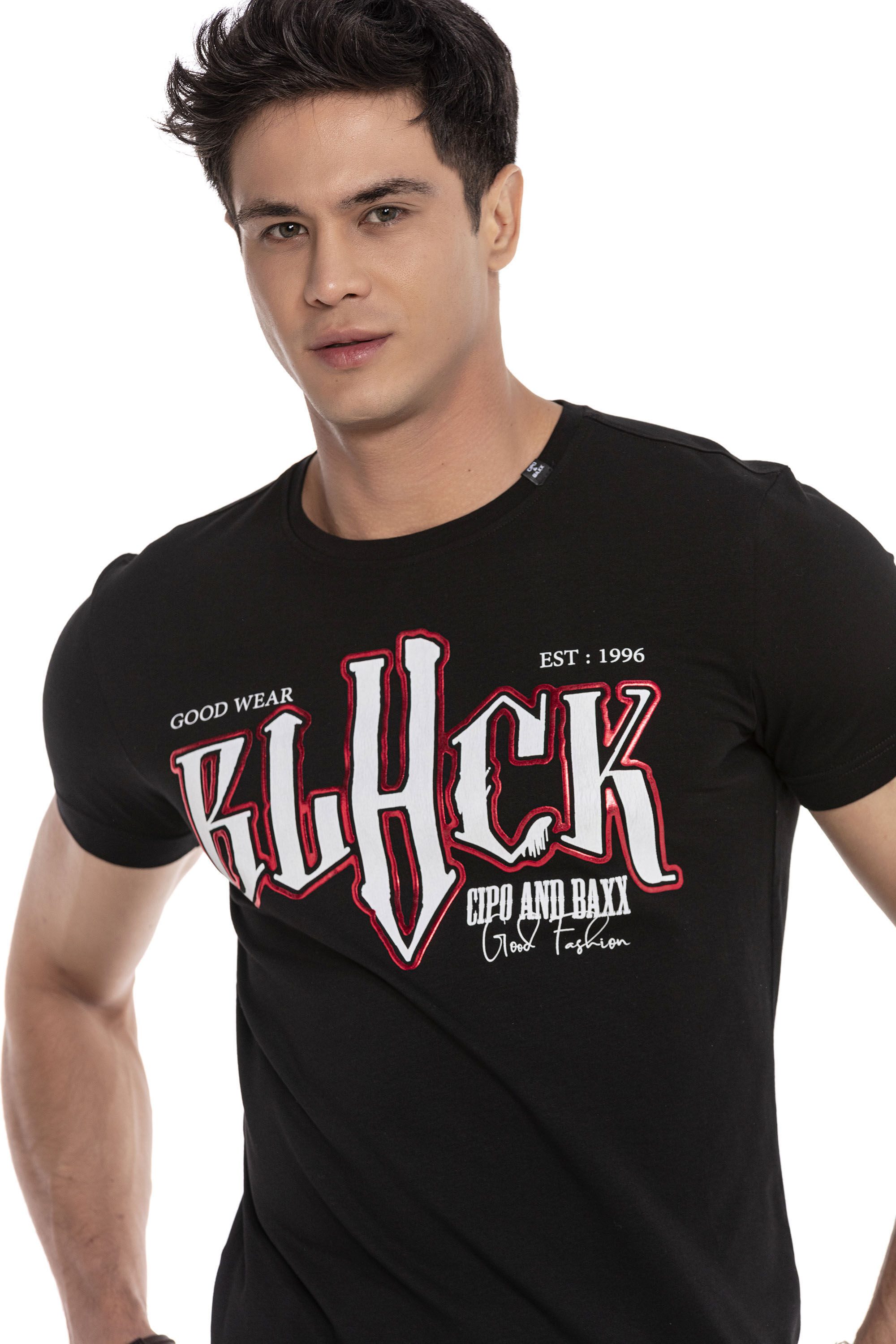 Cipo & Baxx T-Shirt T-Shirt mit großem Frontprint ein Highlight