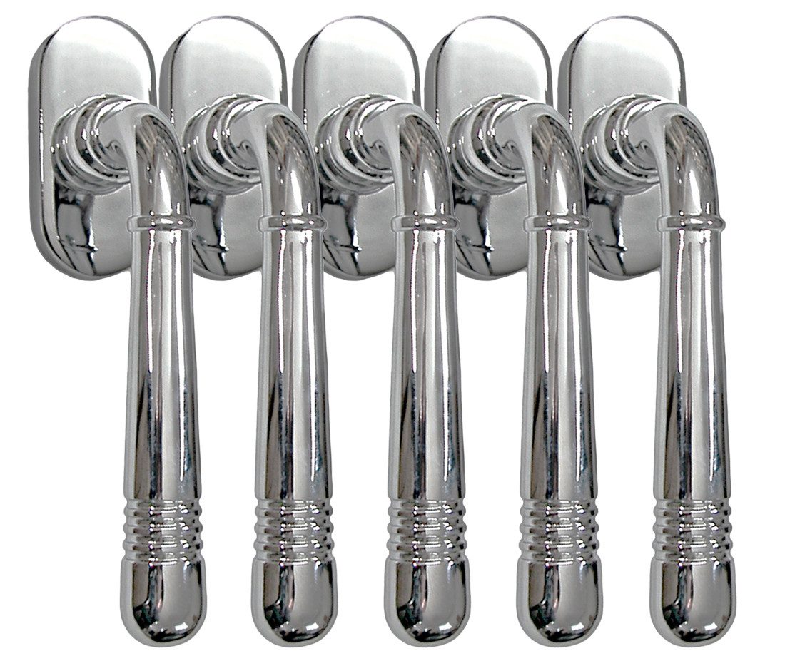 Fenstergriff Fenstergriff Set FG Helena 1673 Chrom Rasterolive Fensterbeschlag, 5 x FG Helena Chrom, L: 12.4 cm, 45 Grad Rasterung