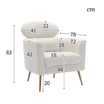 SeedWave Sessel Wohnzimmersessel aus Lammwolle, modernes entspannendes Einzelsofa, Ergonomischer Lesesessel mit hoher Rückenlehne