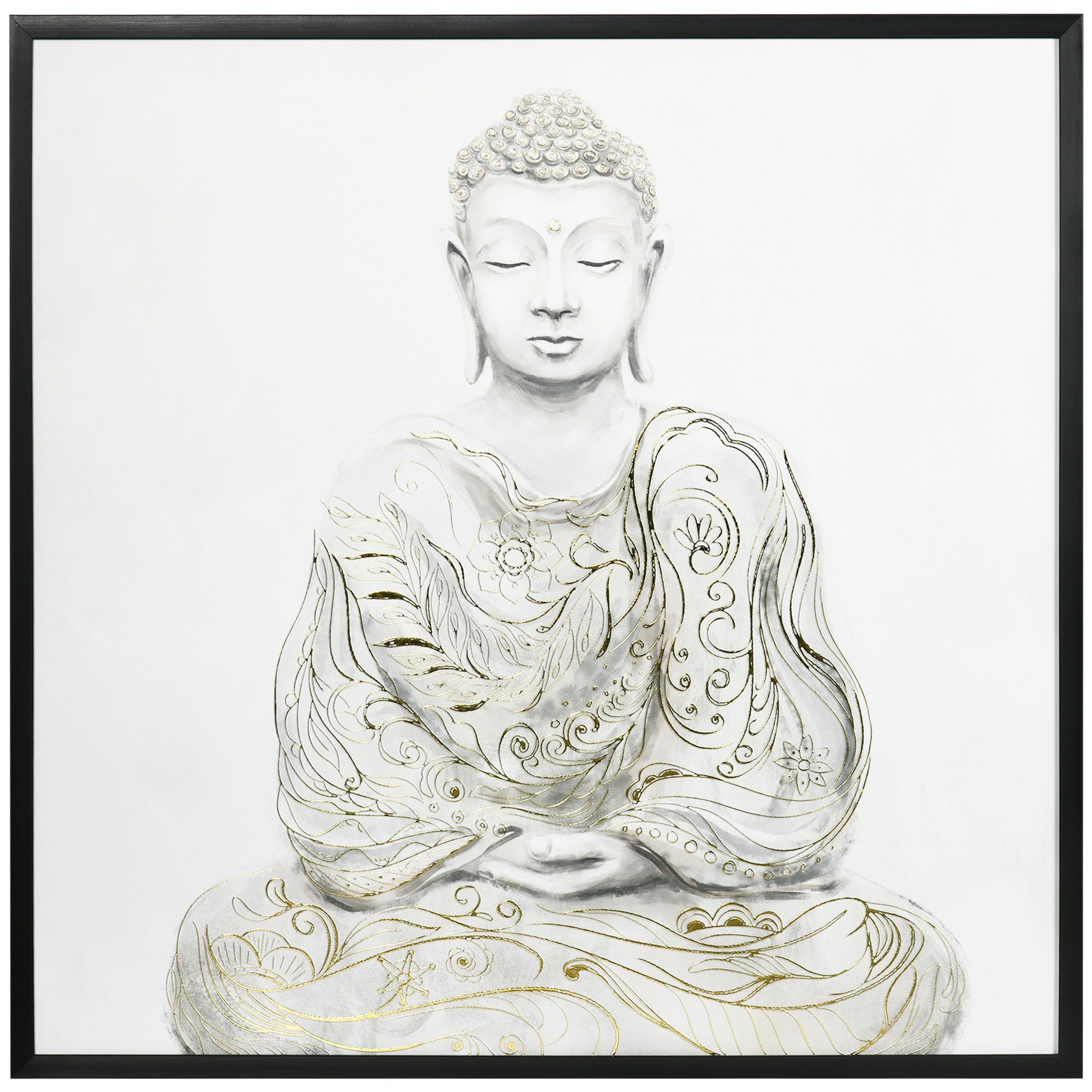 HOMCOM Wandbild mit einem meditierenden St), Buddha Buddha, Wandposter Wandbild, Poster, Bild, Prägetechnik, 1 UV-Druck, (Set