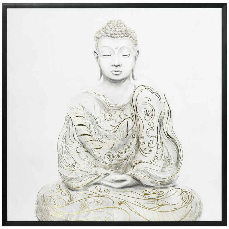 HOMCOM Wandbild mit einem meditierenden Buddha, UV-Druck, Prägetechnik, Buddha (Set, 1 St), Poster, Wandbild, Bild, Wandposter