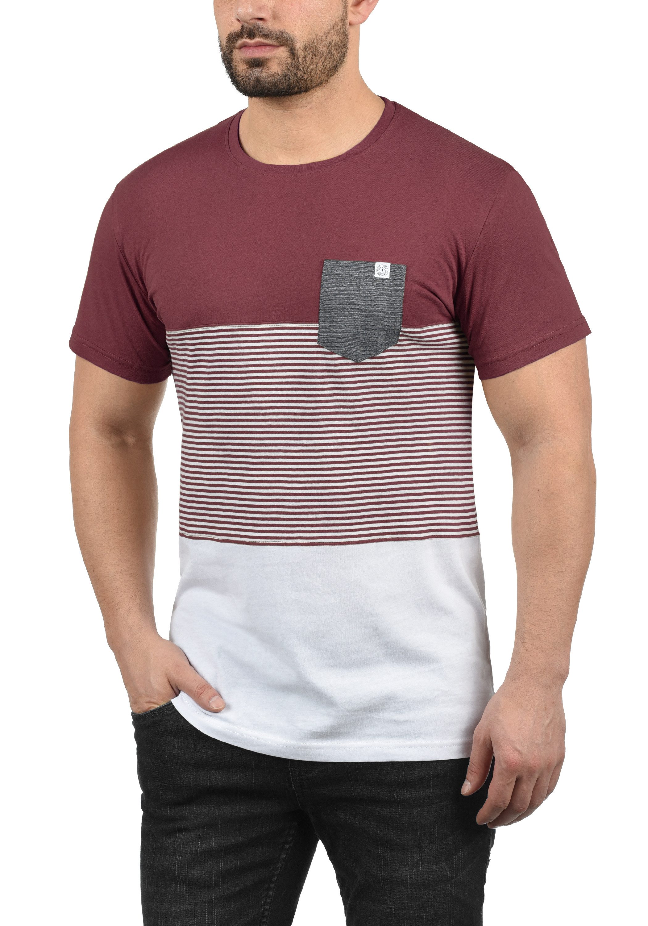 !Solid Rundhalsshirt SDMalte Kurzarmshirt mit Streifen und Brusttasche
