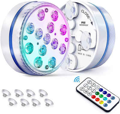 Einemgeld Pool-Lampe LED-Unterwasser Licht, 13 Wasserdichtes mit Magnet, Saugnapf