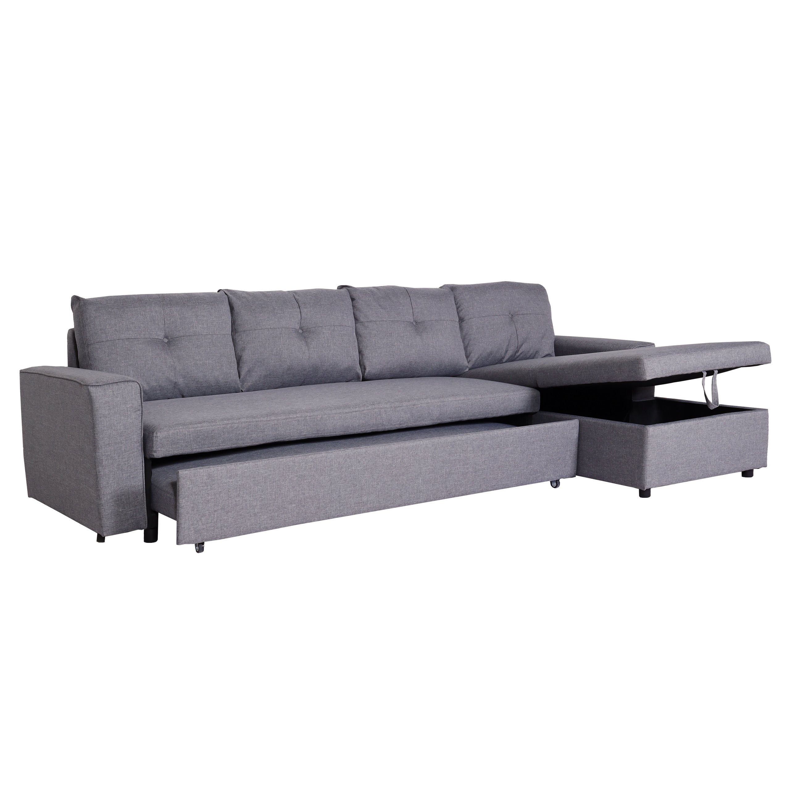 MCW Ecksofa MCW-L16, 1 Teile, Mit Aufbewahrungsbox grau | grau