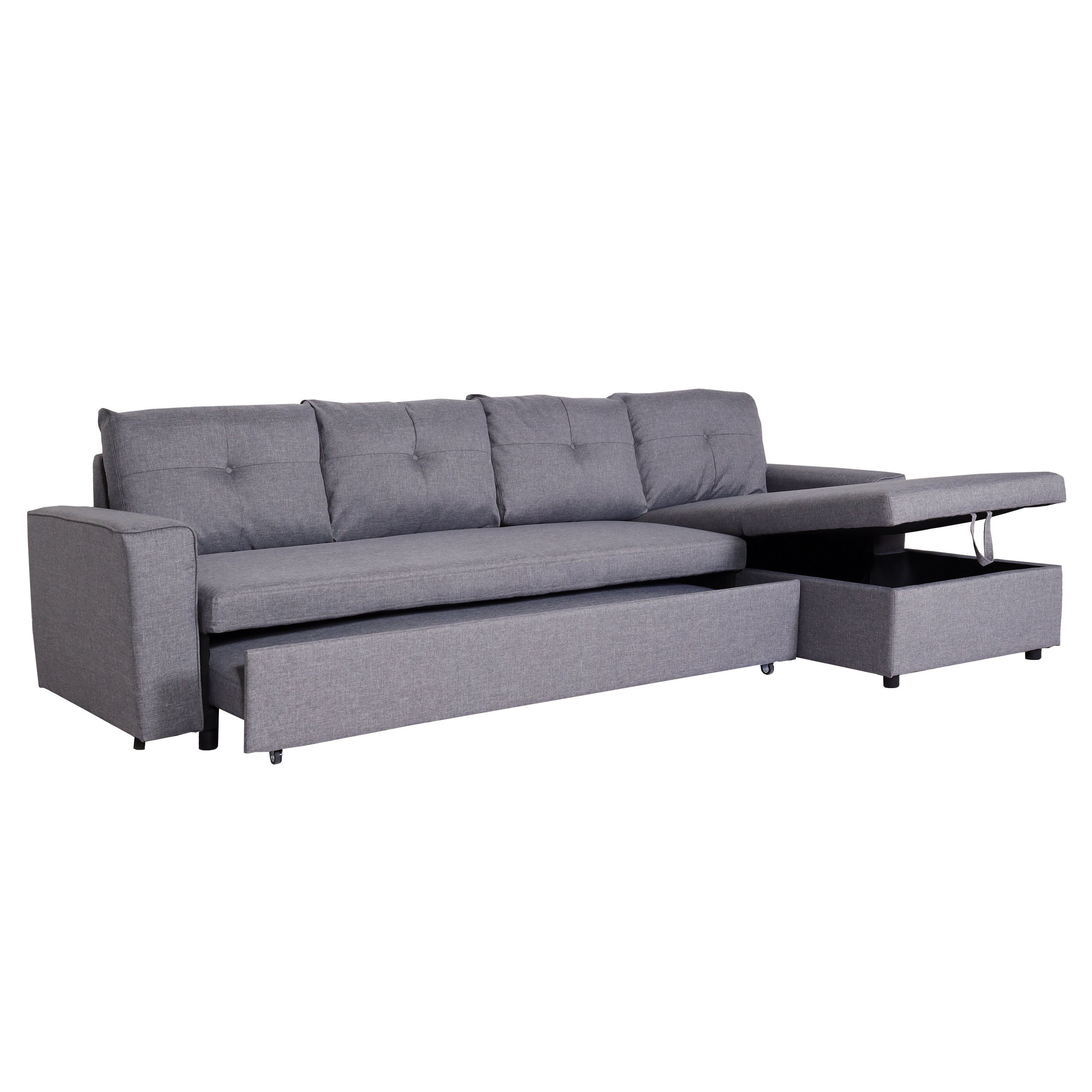 MCW Ecksofa mit Bettkasten L16 Grau günstig online kaufen