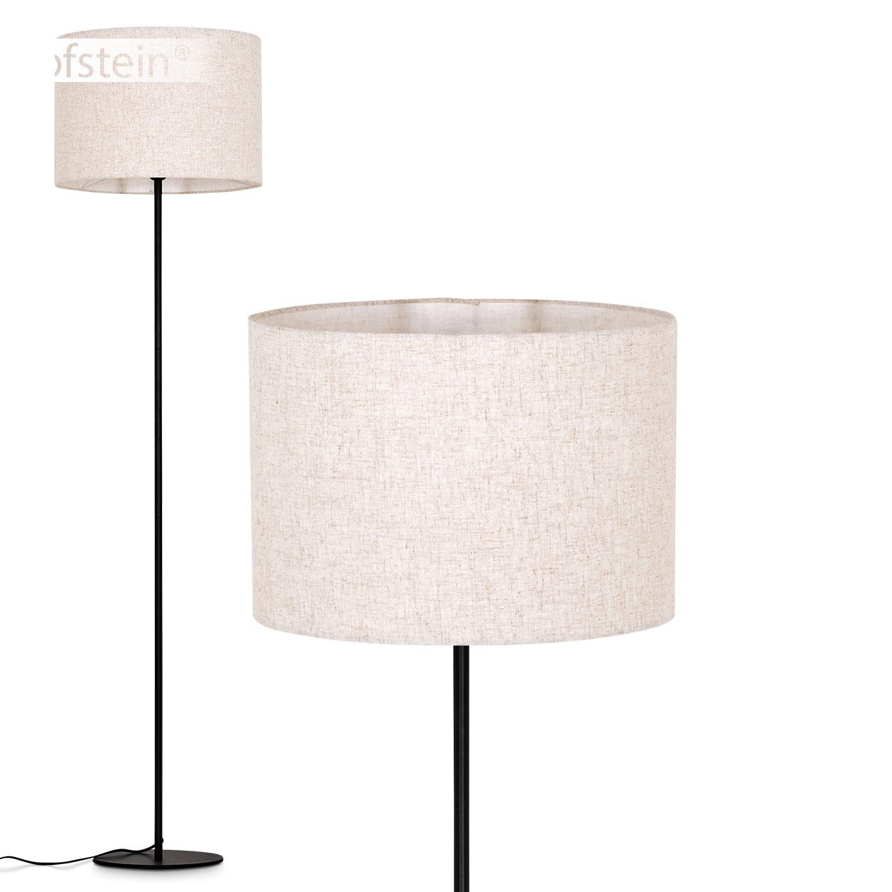 Stehlampe Stehlampe aus Metall/Stoff in Schwarz/Beige