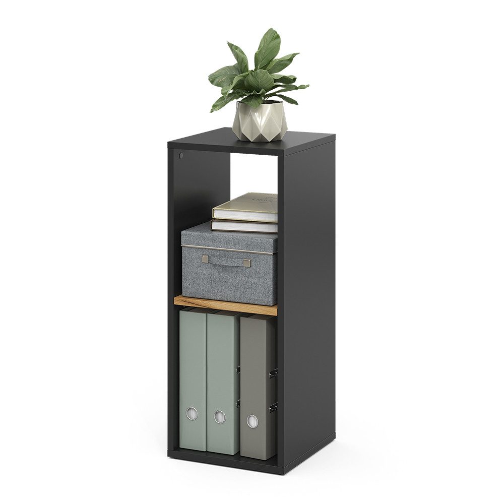 Vicco Bücherregal Tomy, Anthrazit/Goldkraft Eiche, 30 x 74 cm mit 2 offenen Fächern