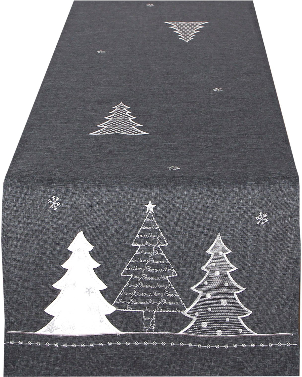 Delindo Lifestyle Tischläufer Tannenbaum (1-tlg), Glattes Gewebe, bestickt – Bild 2 von 3