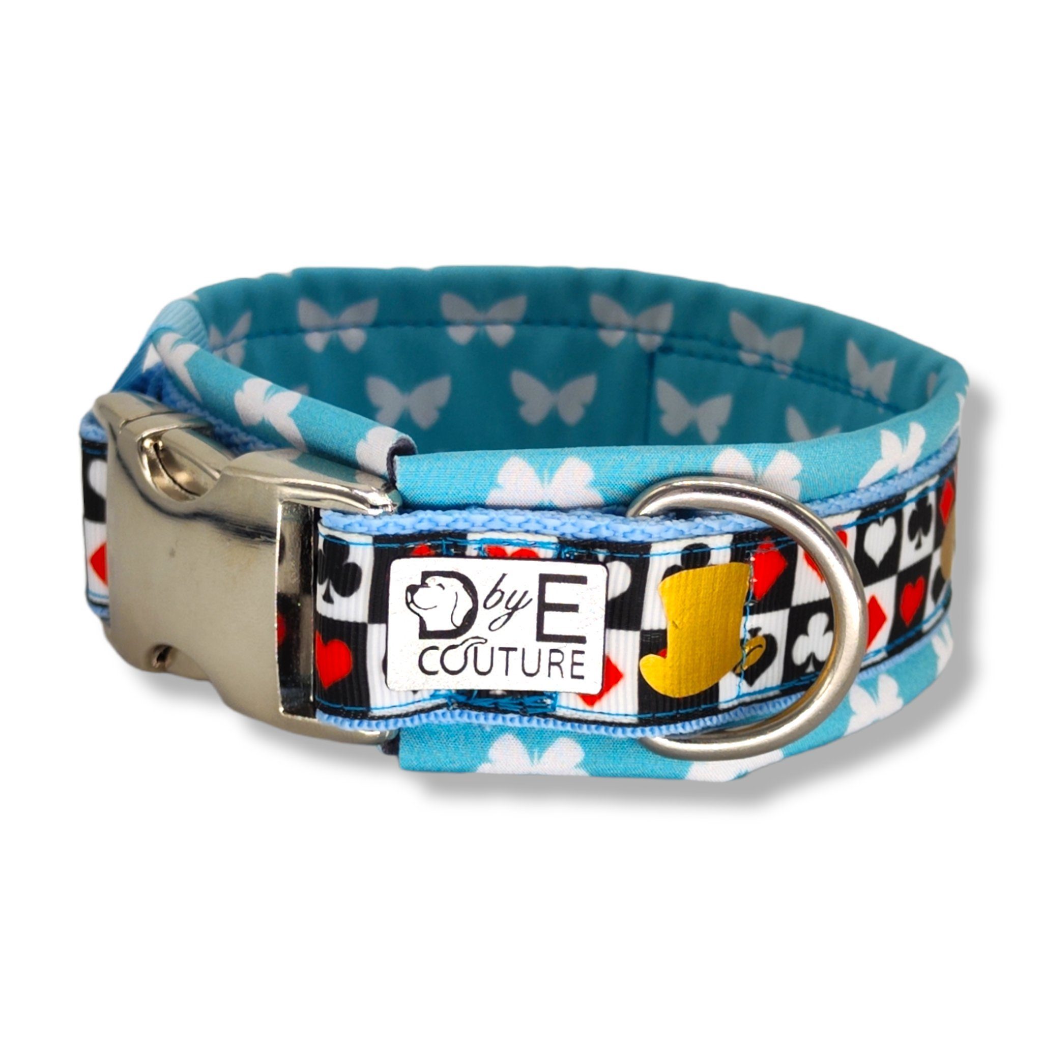 D by E Couture Hunde-Halsband "Wonderland II", gepolstert, verstellbar, 40mm breit, Handmade
