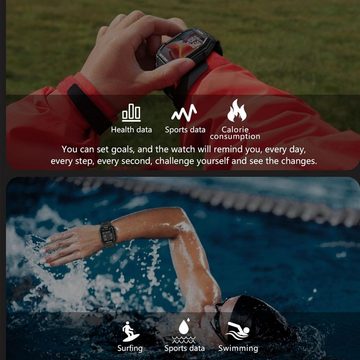 findtime Smartwatch (1,69 Zoll, Android, iOS), mit 24 Modi, wasserdicht, 3 ATM, Herzfrequenzmonitor, Fitness Tracker