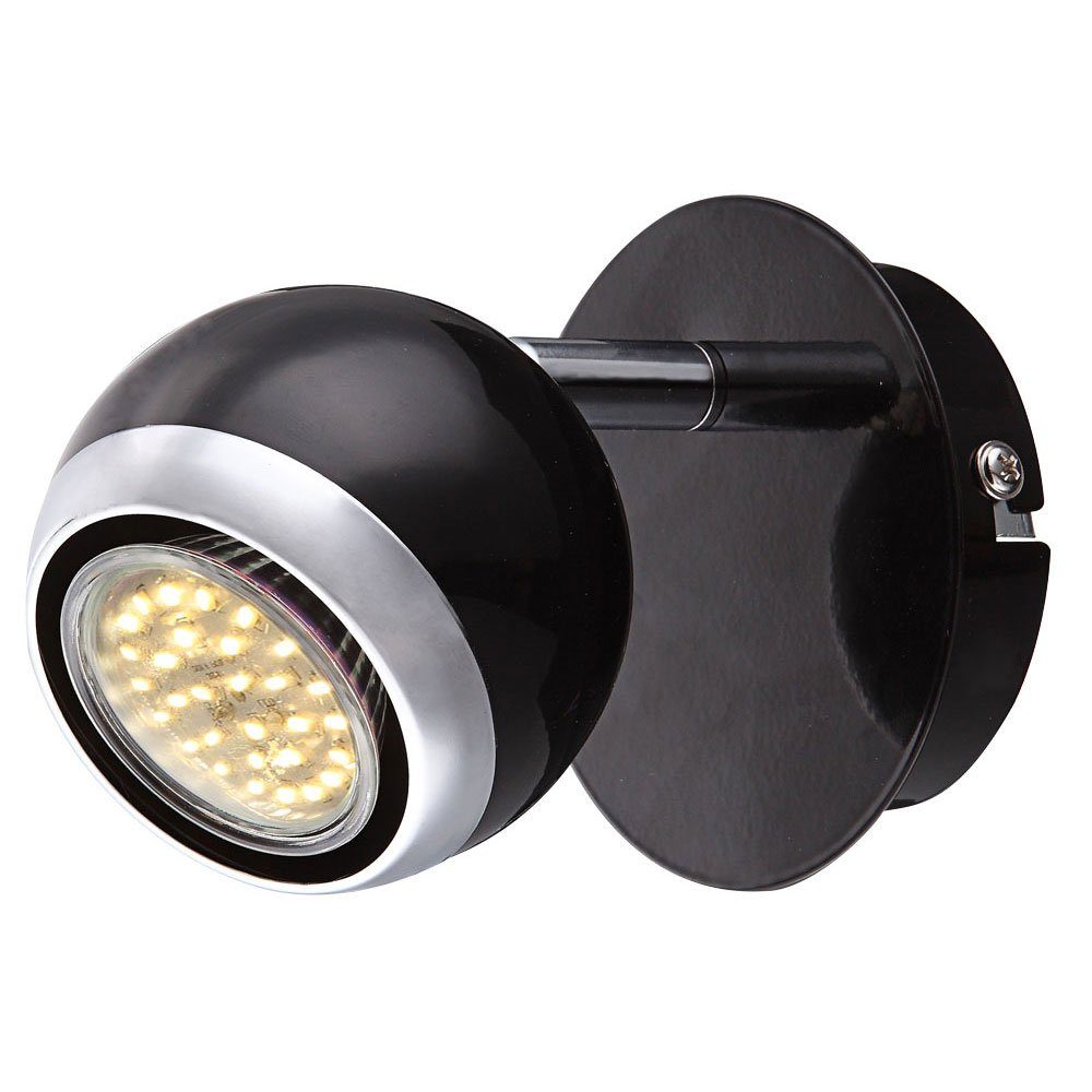 Globo LED Wandleuchte, Spotlampe schwarz Wandstrahler inklusive, Wandleuchte chrom 2x schwenkbar LED Leuchtmittel Warmweiß