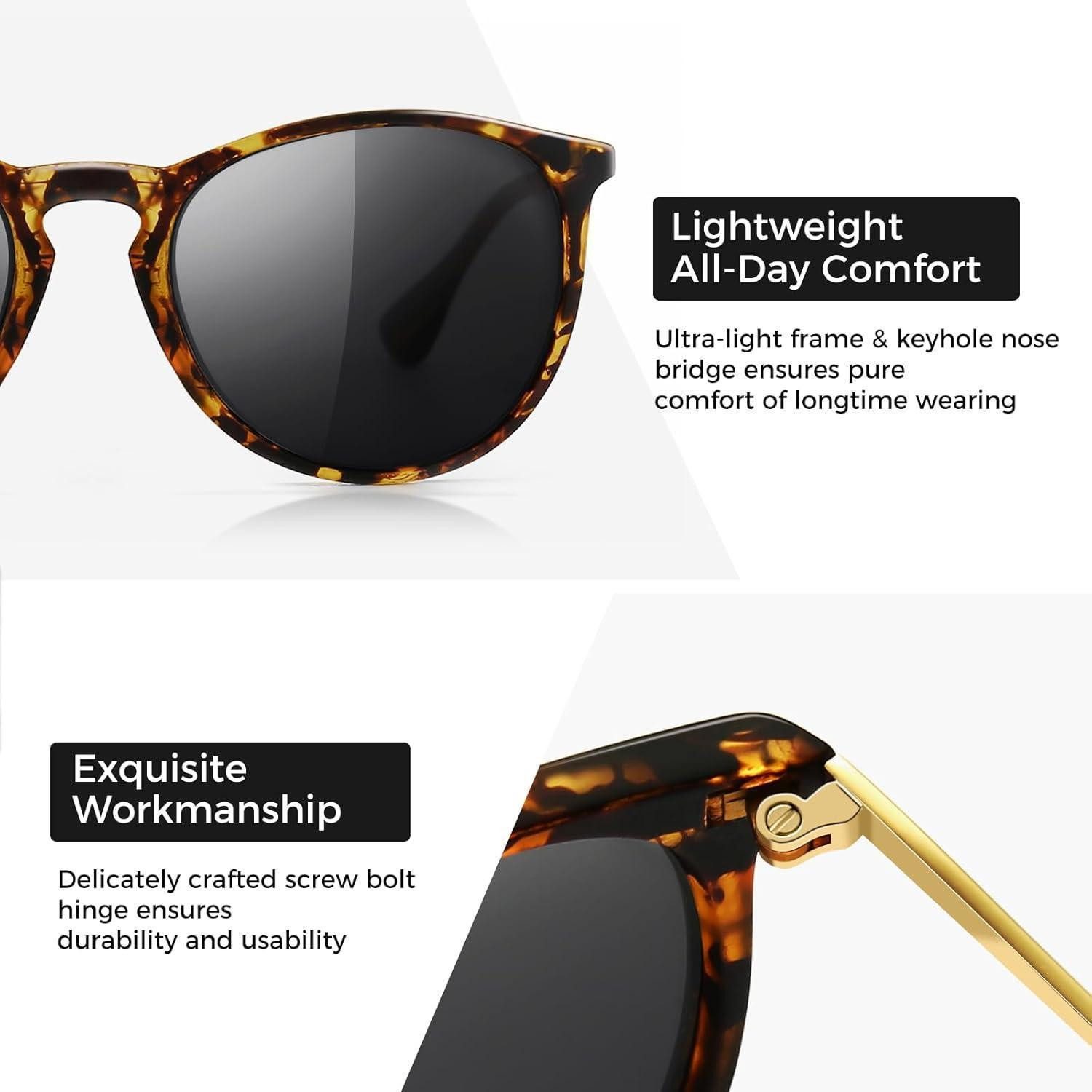 LuxusKollektion Retrosonnenbrille Sonnenbrille Damen Vintage Rund Polarisiert Bernstein/Grau