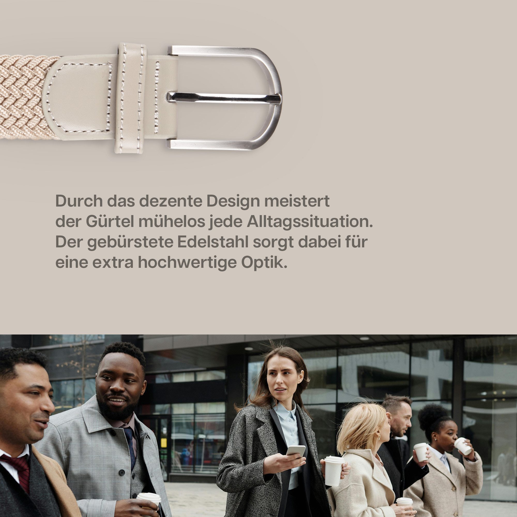 hemmy Fashion Stretchgürtel geflochten aus Stoff (1-St) 16 verschiedene Farben/Designs, 3 Größen, ohne Löcher, stufenlos