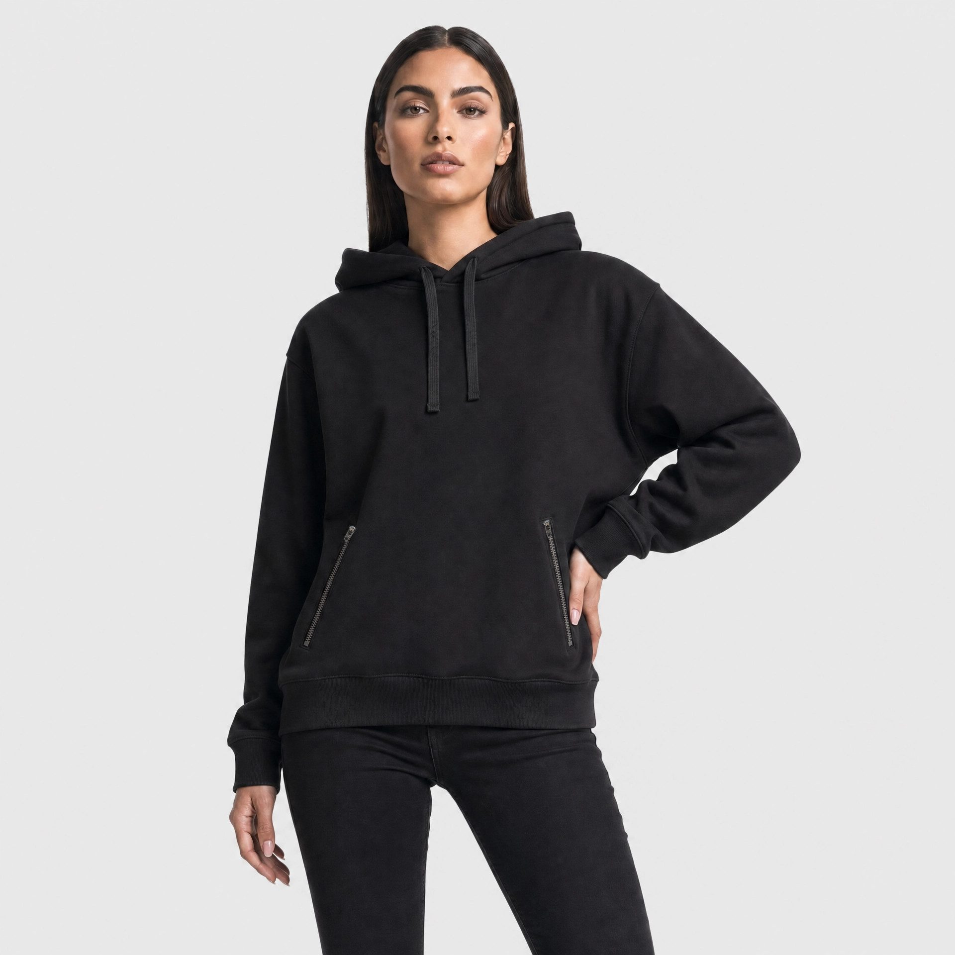 ENVYME Kapuzenpullover Hoodie Regular Fit 100% Bio-Baumwolle Zip-Taschen
