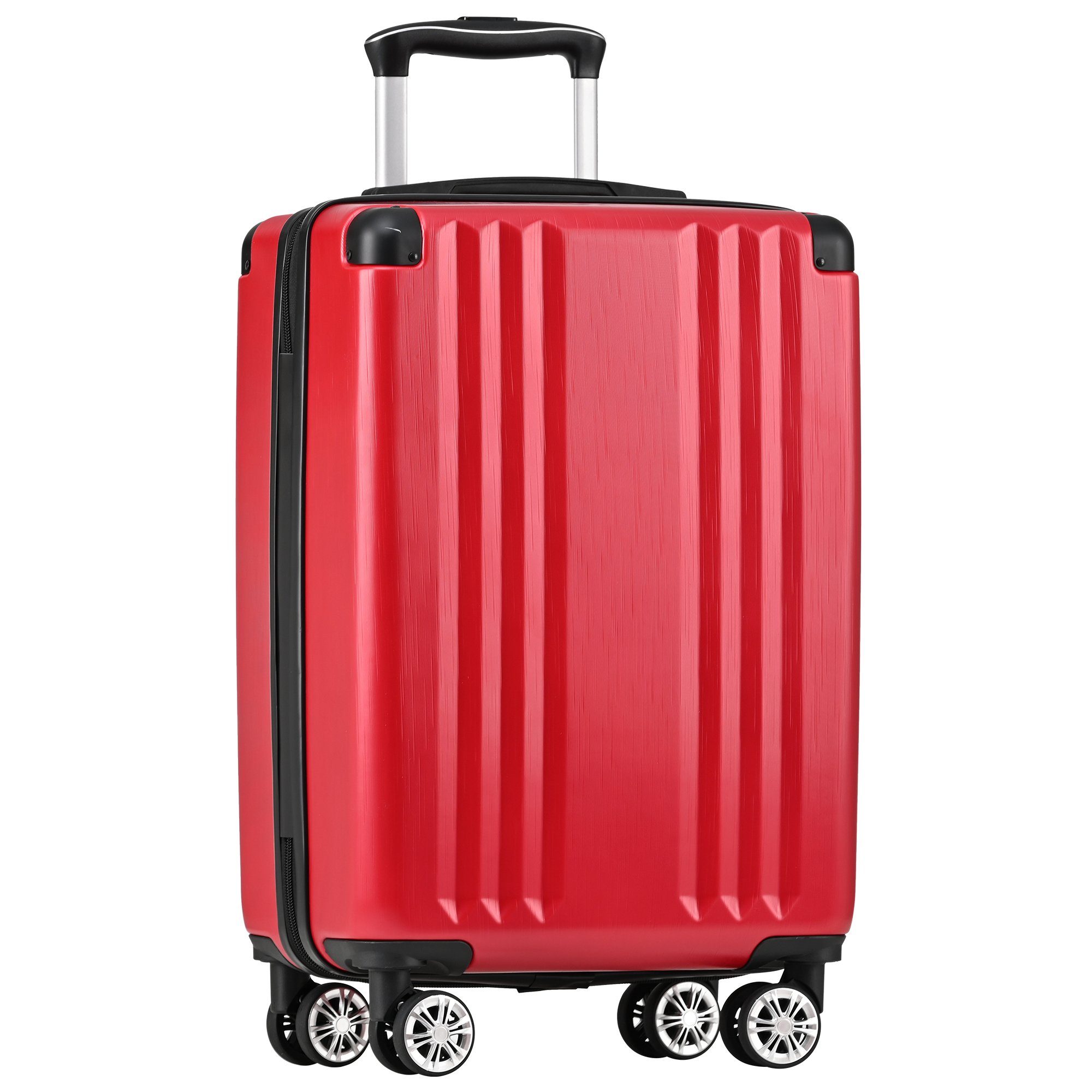 Handgepäck-Trolley ABS-Material, Zollschloss, 4 Rollen, M-Größe:56.5*37.5*22.5 TSA Rot Reisekoffer Ulife