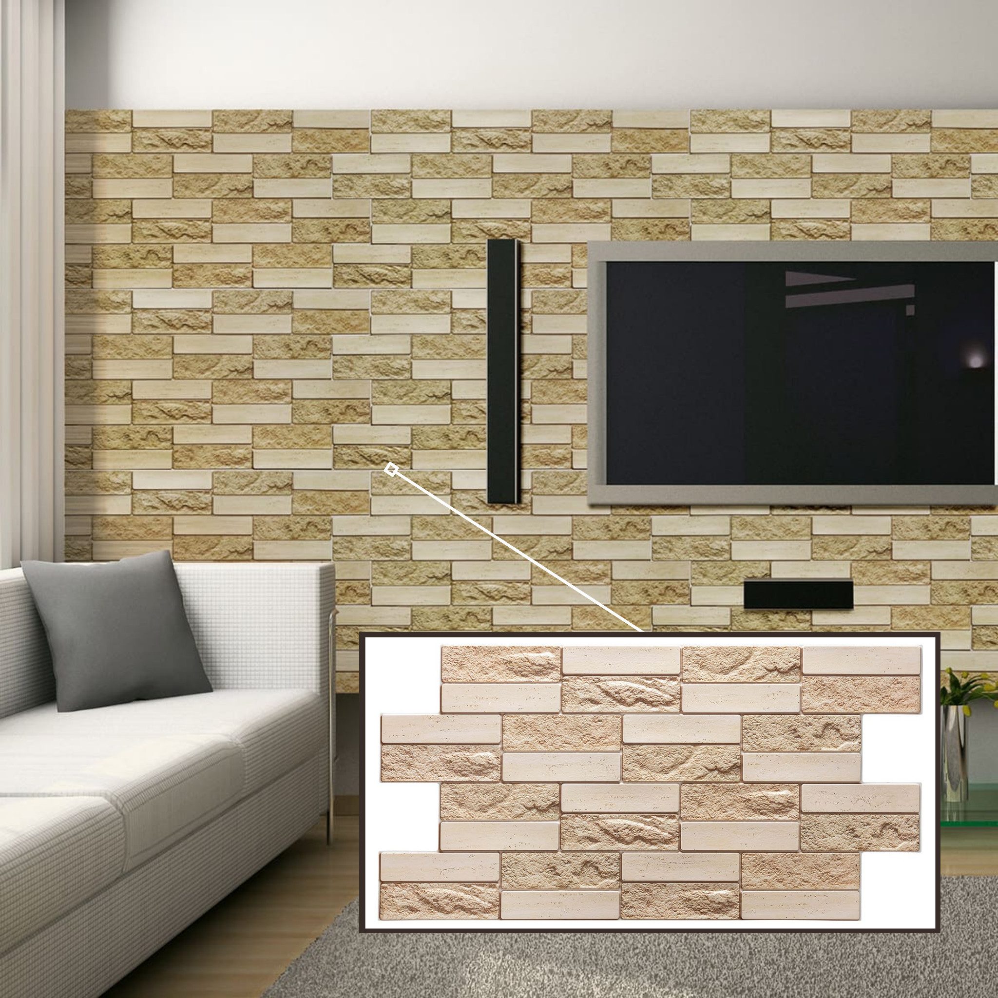 STM Company 3D Wandpaneel 3D-Wandpaneele PVC, Ziegel Optik, 1-20 Platten - 0.5-10 m², (1-tlg) Für Wohnzimmer, Küche & Bad, Einfache DIY-Montage