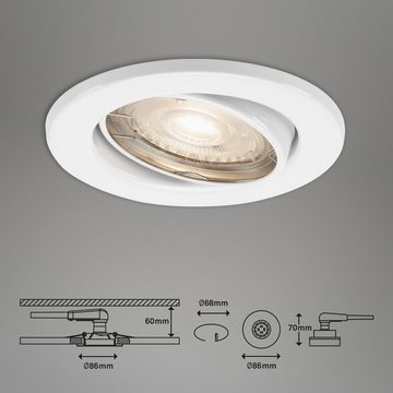Briloner Leuchten LED Einbauleuchte 7147-036, LED wechselbar, Warmweiß, Einbauleuchte 3er SET schwenkbar IP23 Ø 8,6cm