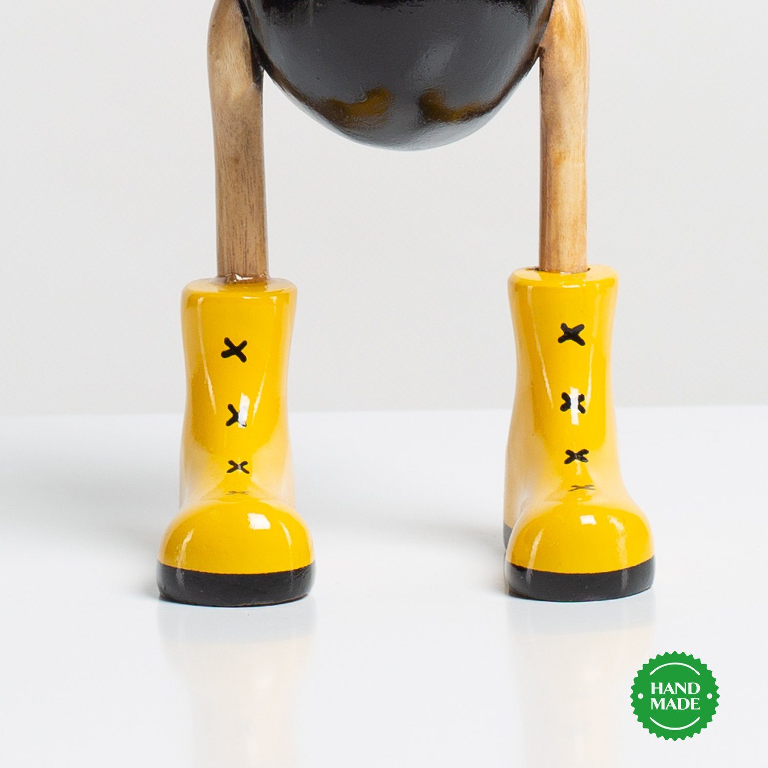 - Dekofigur (3-er Rikmani Holz Geschenk Set), fahrrad_gelb Holzfigur Handgefertigte Dekoration Holzarten aus Stiefel 3 Ente