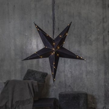STAR TRADING LED Stern LED Papierstern Weihnachtsstern D: 60cm mit Drahtlichterkette schwarz, LED Classic, warmweiß (2100K bis 3000K)