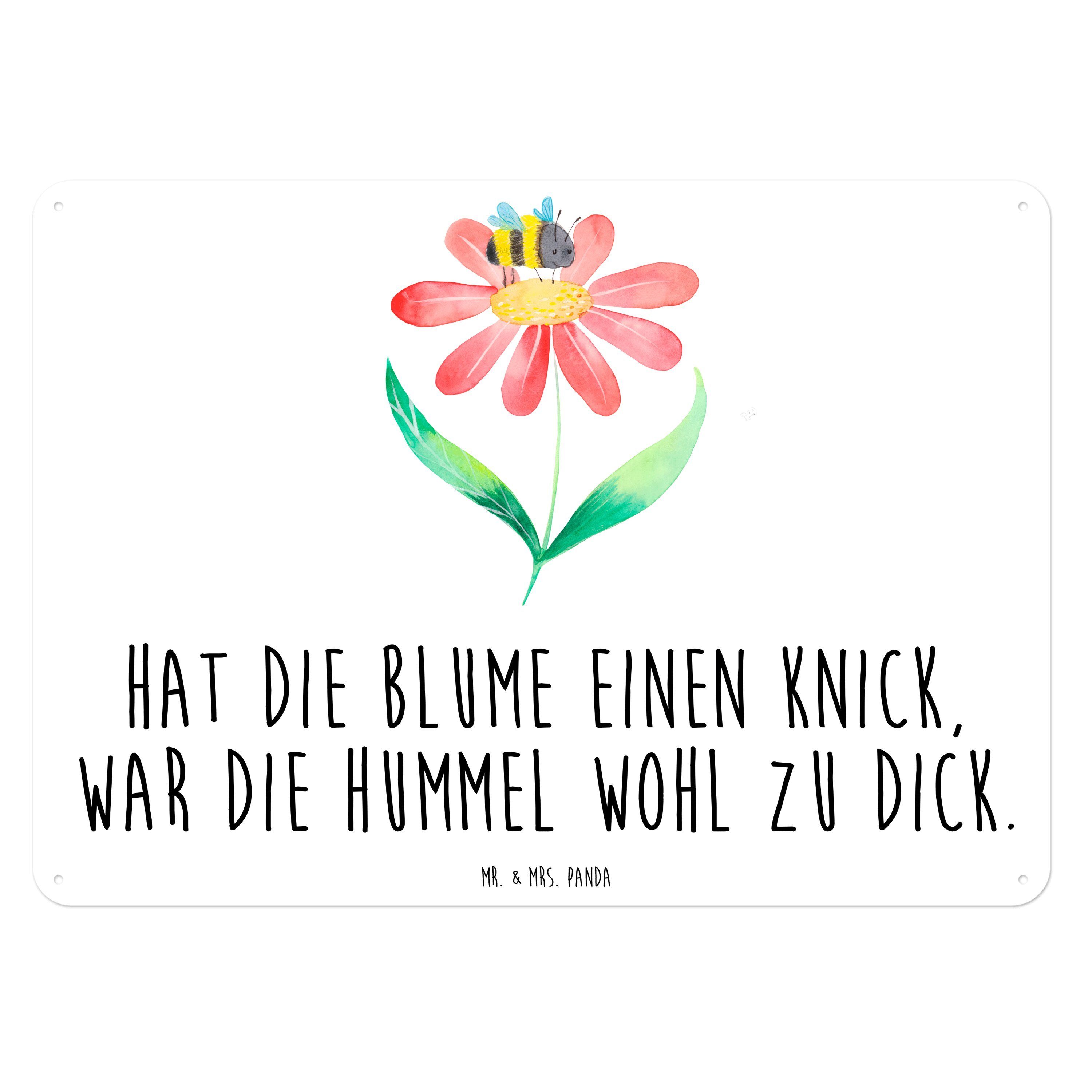 Mr. & Mrs. Panda Metallschild DIN A6 Hummel Blume Weiß Geschenk