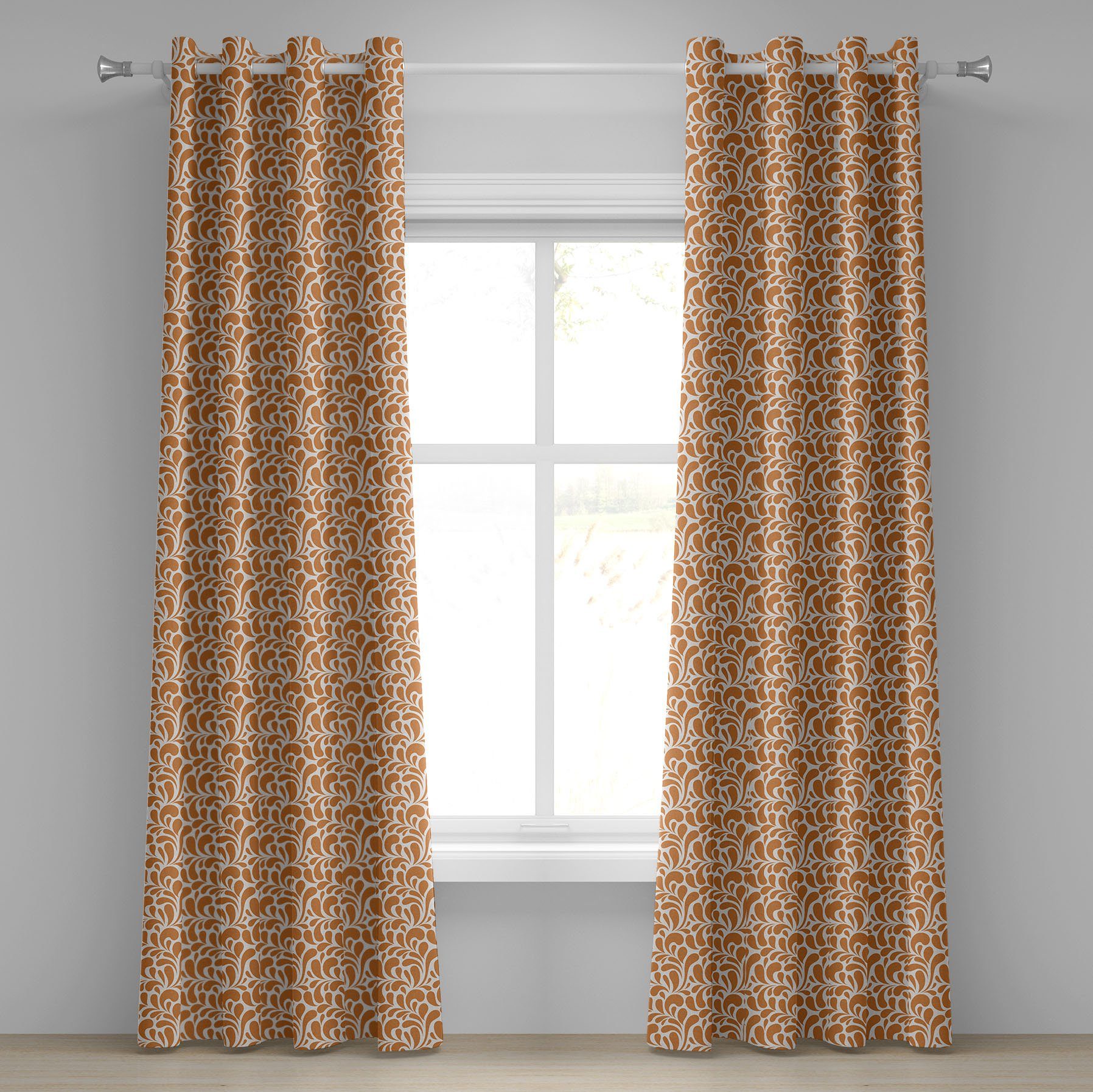 Gardine Dekorative 2-Panel-Fenstervorhänge für Schlafzimmer Wohnzimmer, Abakuhaus, Burnt orange Naher Osten Motive
