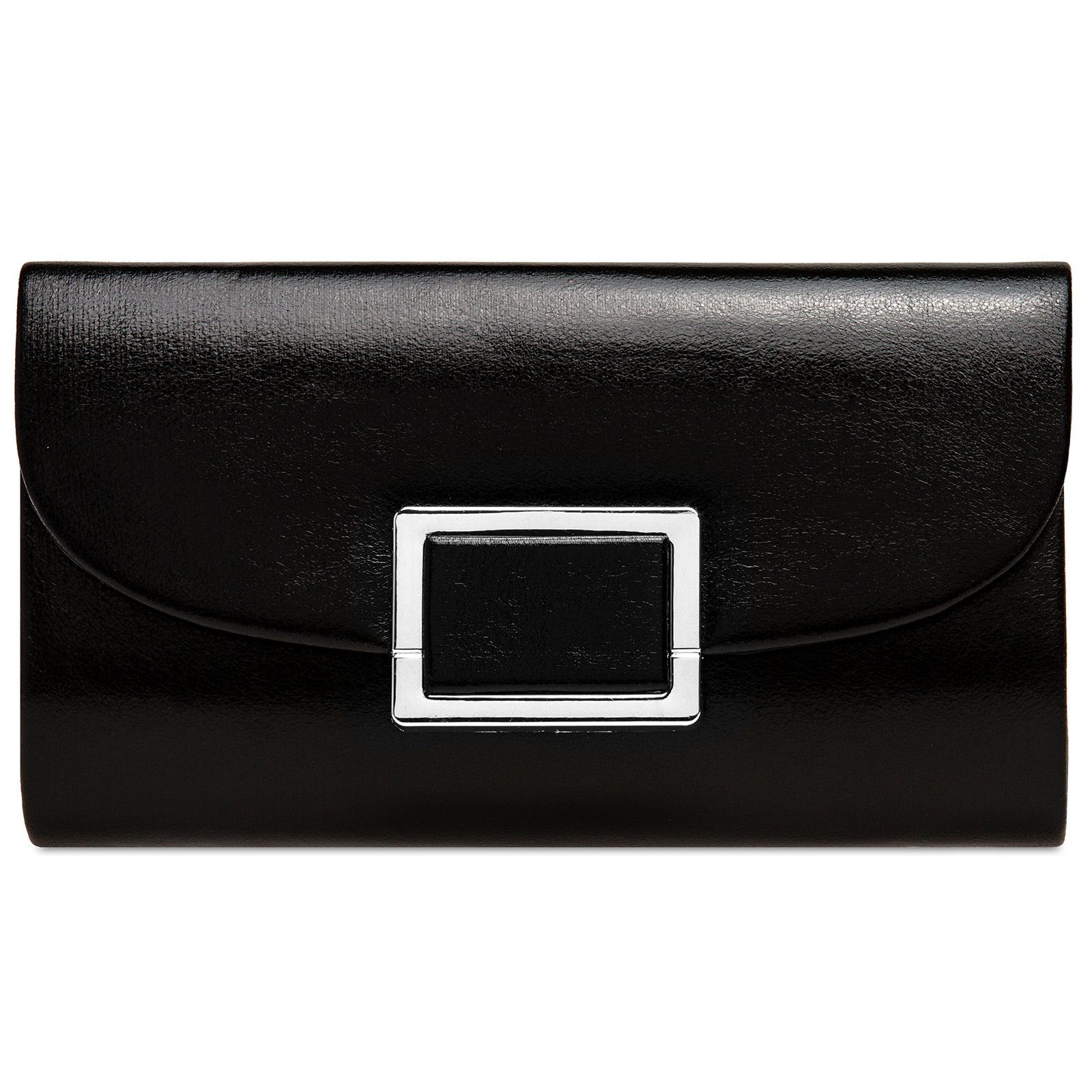 Caspar Clutch TA512 Damen Metallic Abendtasche mit Metalldekor schwarz