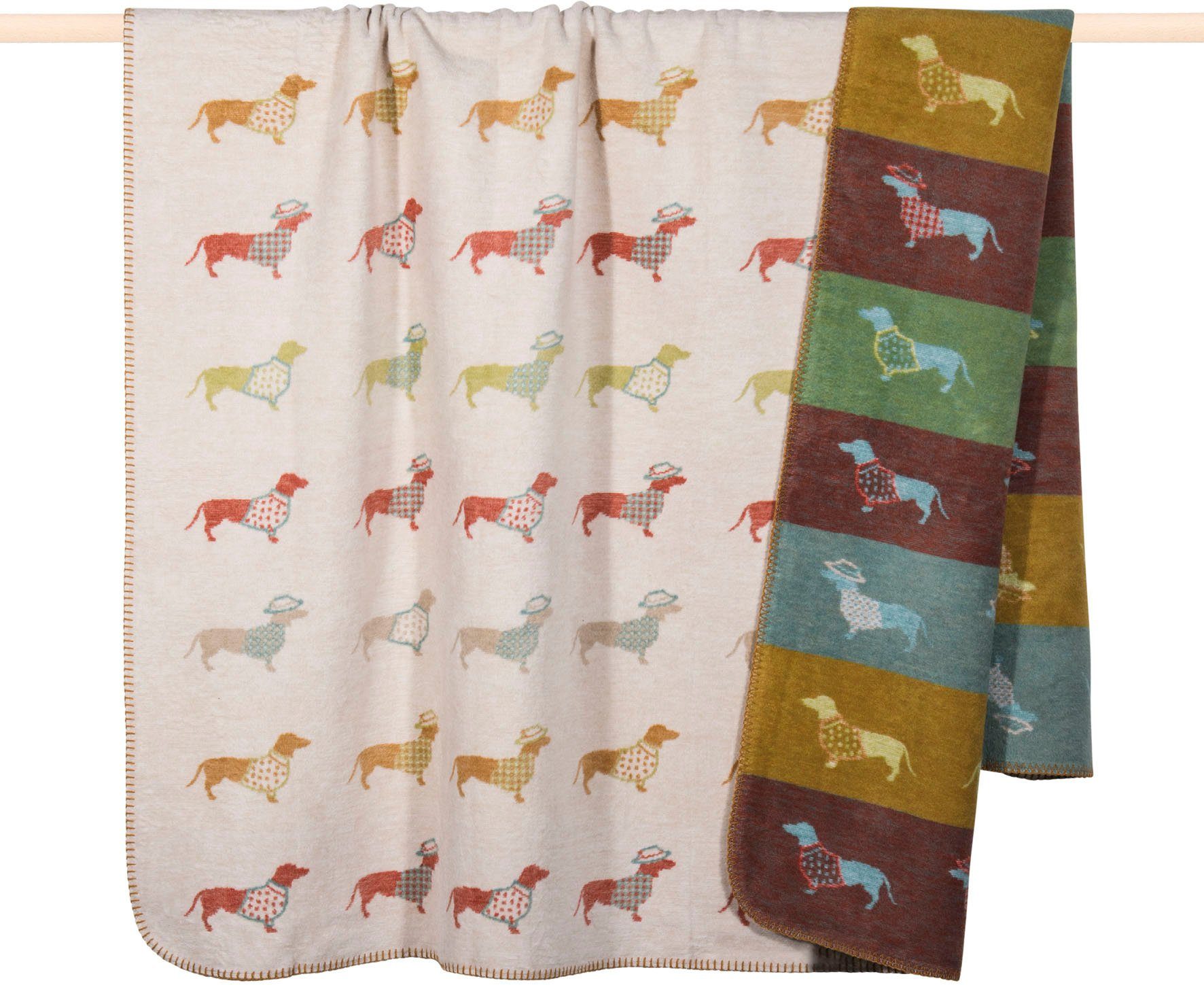 Wohndecke DACKEL, PAD, Made in Europe, Kuscheldecke, Wendefunktion, 150x200 cm