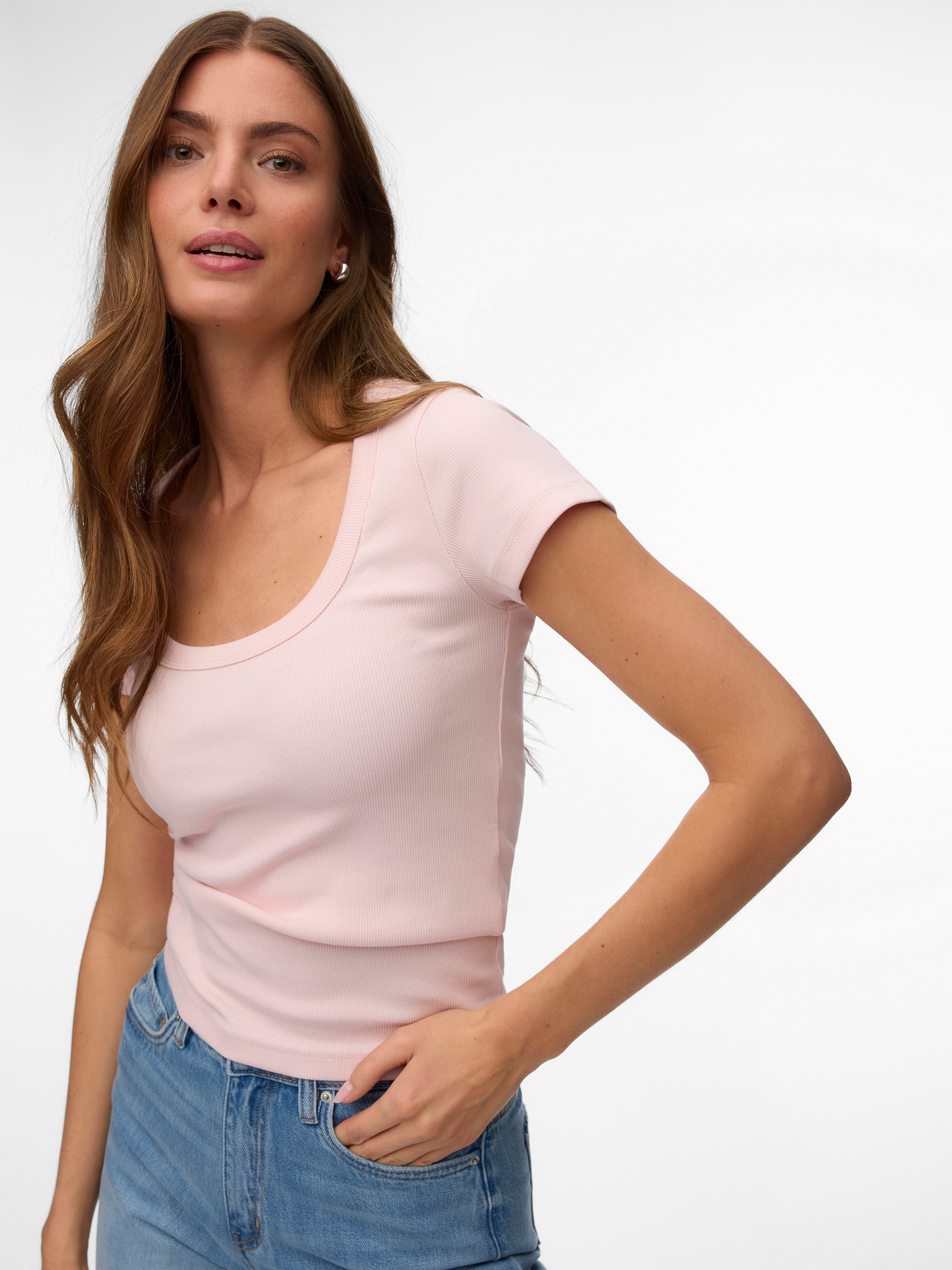 Vero Moda Kurzarmshirt VMCHLOE CS SHORT U-NECK NOOS Baumwollmischung günstig online kaufen