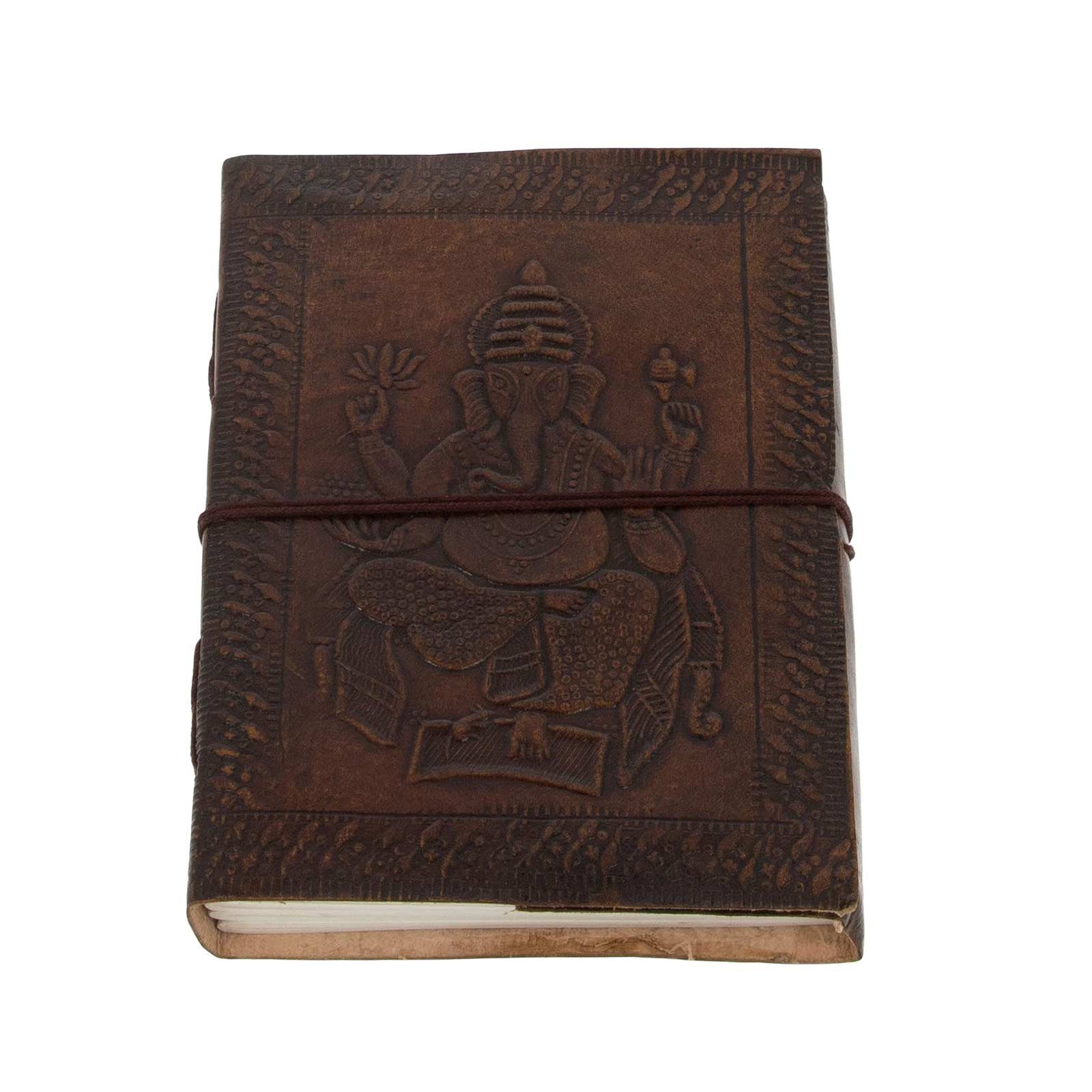 Tagebuch UND 18x13cm MAGIE Notizbuch Leder KUNST Tagebuch handgefertigt-geprägtes Ganesha Lord
