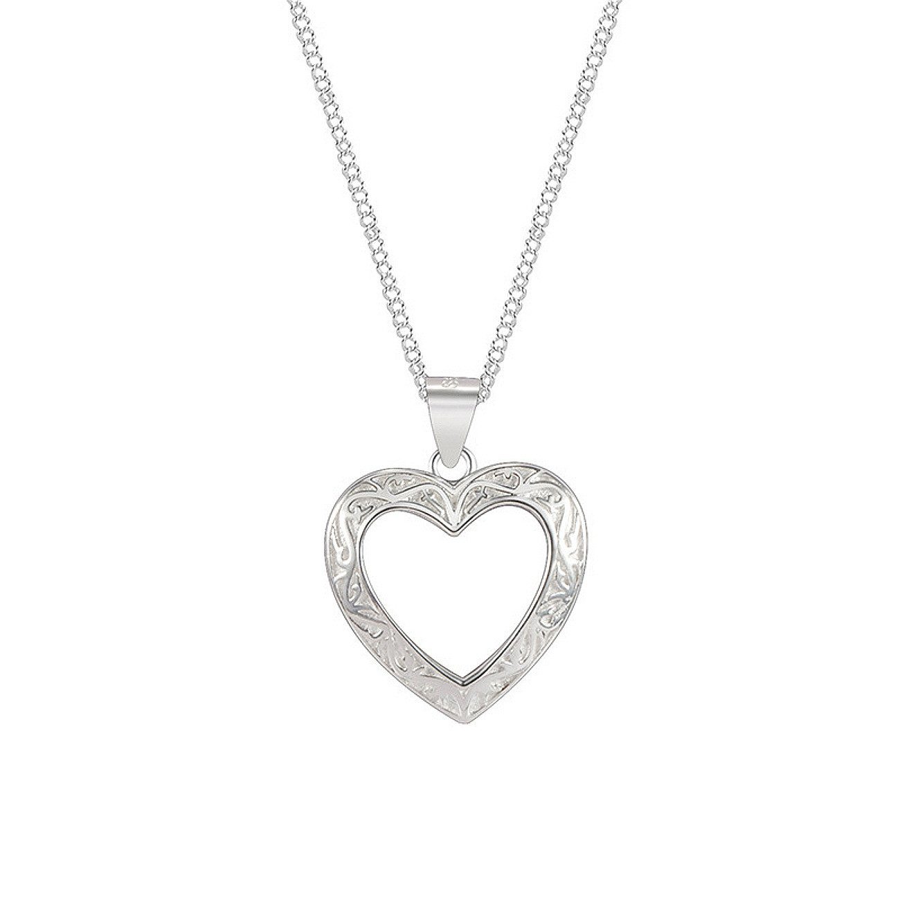 Kette mit Anhänger Halskette Herz Damen 925 Silber Kette 40 cm wasserfest antiallergisch