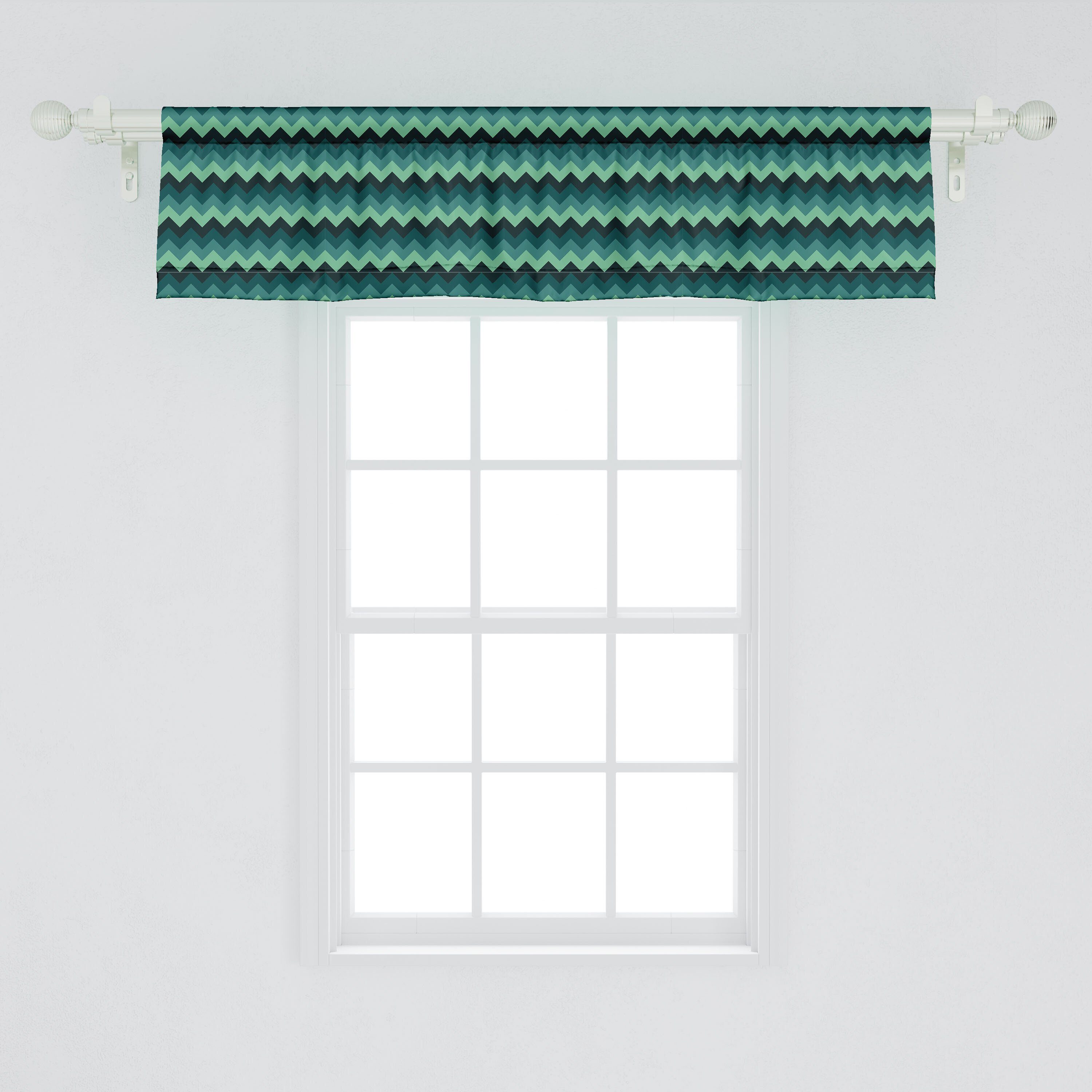 Scheibengardine Vorhang mit Stangentasche, Abakuhaus, Küche Chevron-Art Schlafzimmer für Teal Volant Dekor Microfaser, Geometric