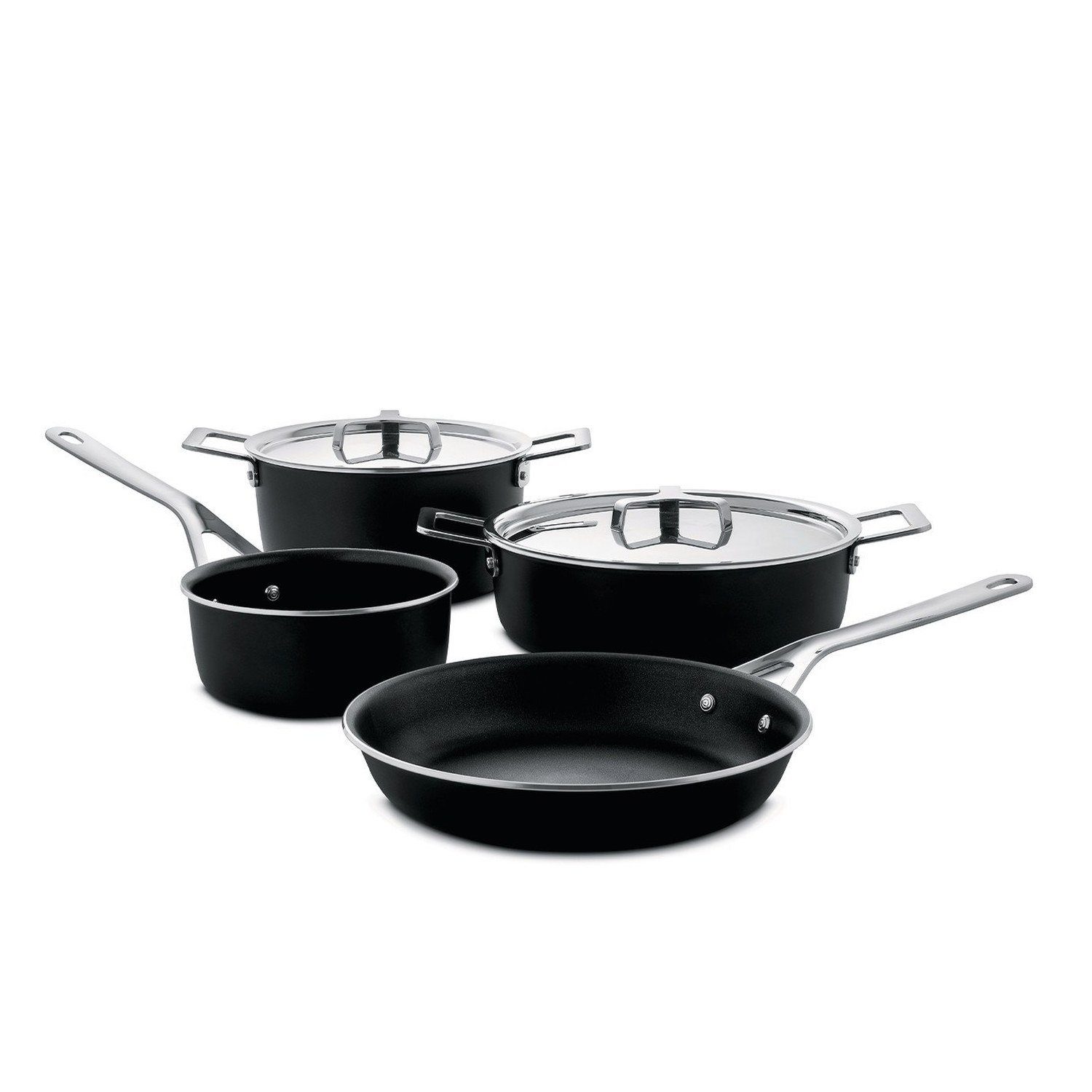 induktionsgeeignet (6-teilig, Edelstahl 6-tlg), Schwarz, Pots&Pans Topf-Set Alessi