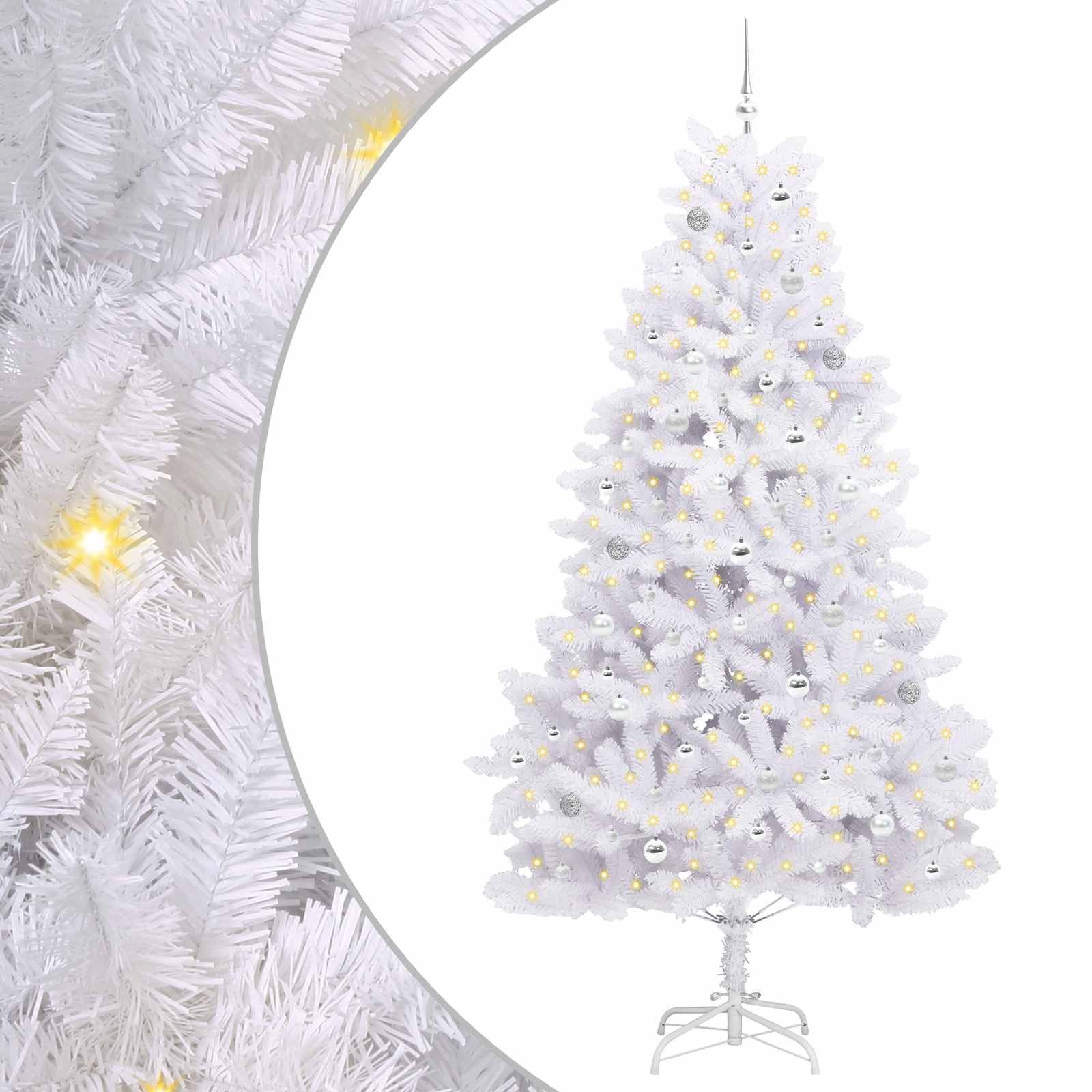 vidaXL Künstlicher Weihnachtsbaum Künstlicher klappbarer Weihnachtsbaum Weiß 240 cm PVC und Stahl