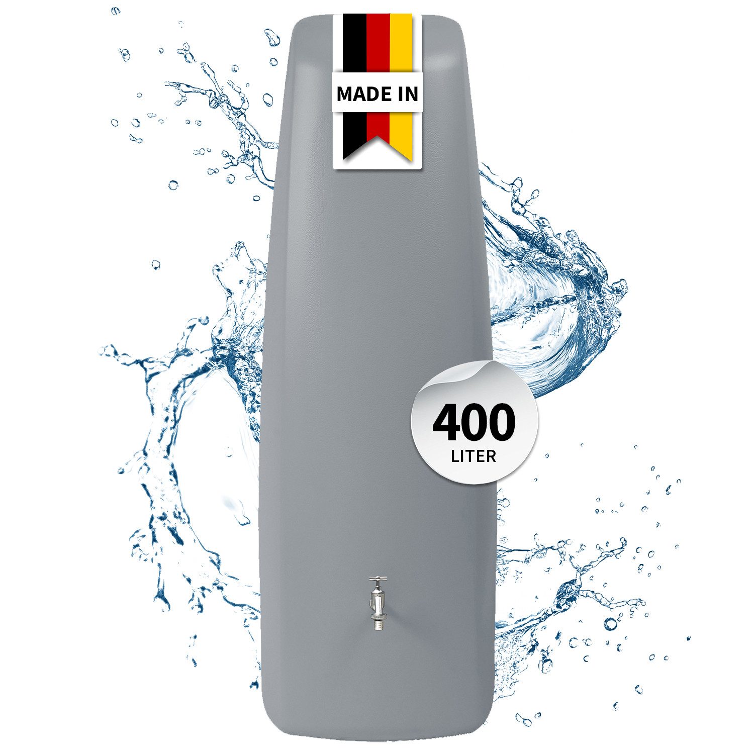 GARANTIA Regentonne ELEGANCE Wandtank 400 Liter steingrau, 400 l