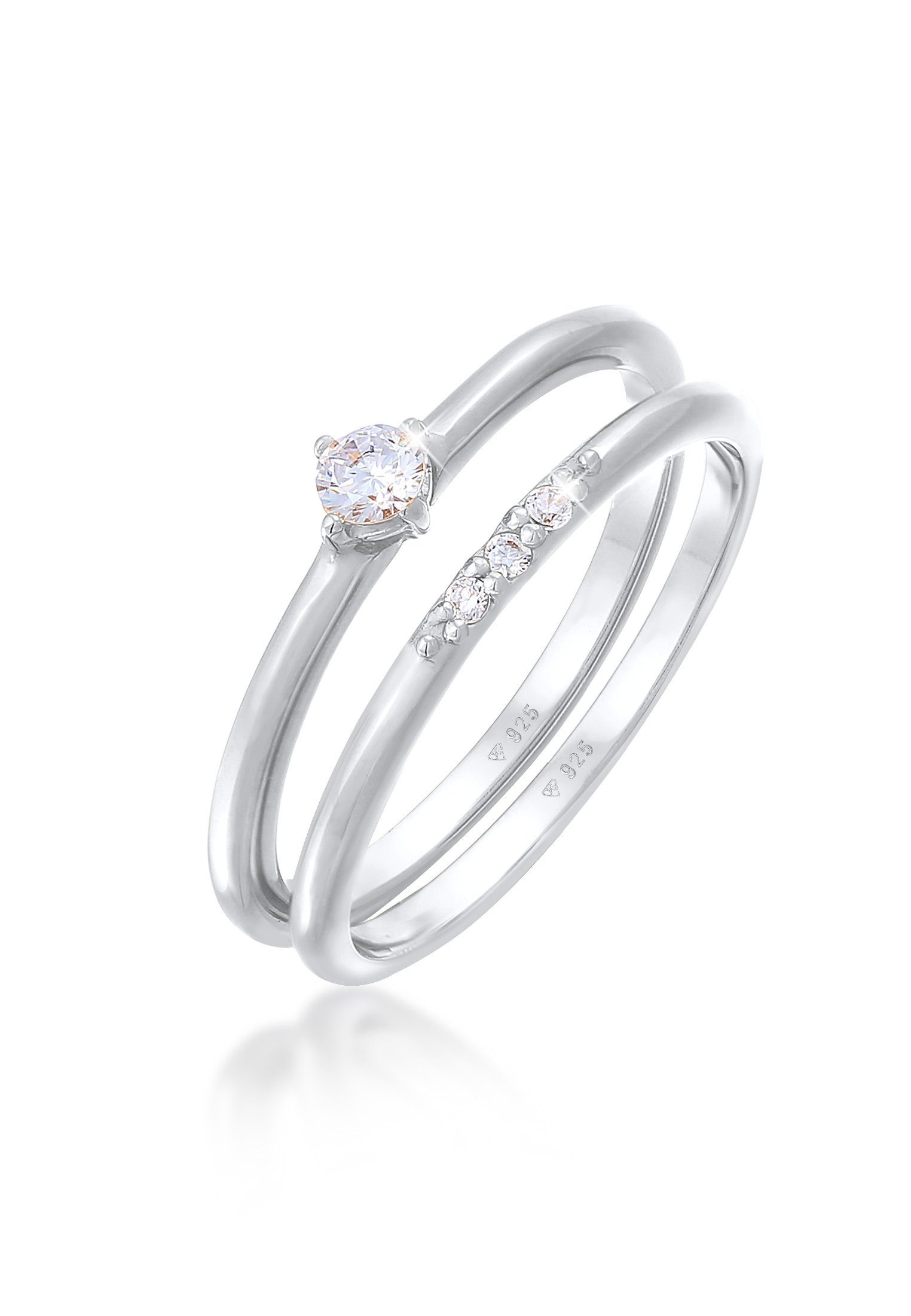Ring-Set Zirkonia Solitär Trend Set 925 Silber