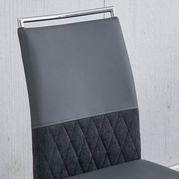 OKWISH Freischwinger PU-Kunstleder & Leinen Rückenlehne, hoher gepolsterter Stuhl, . (2 St)