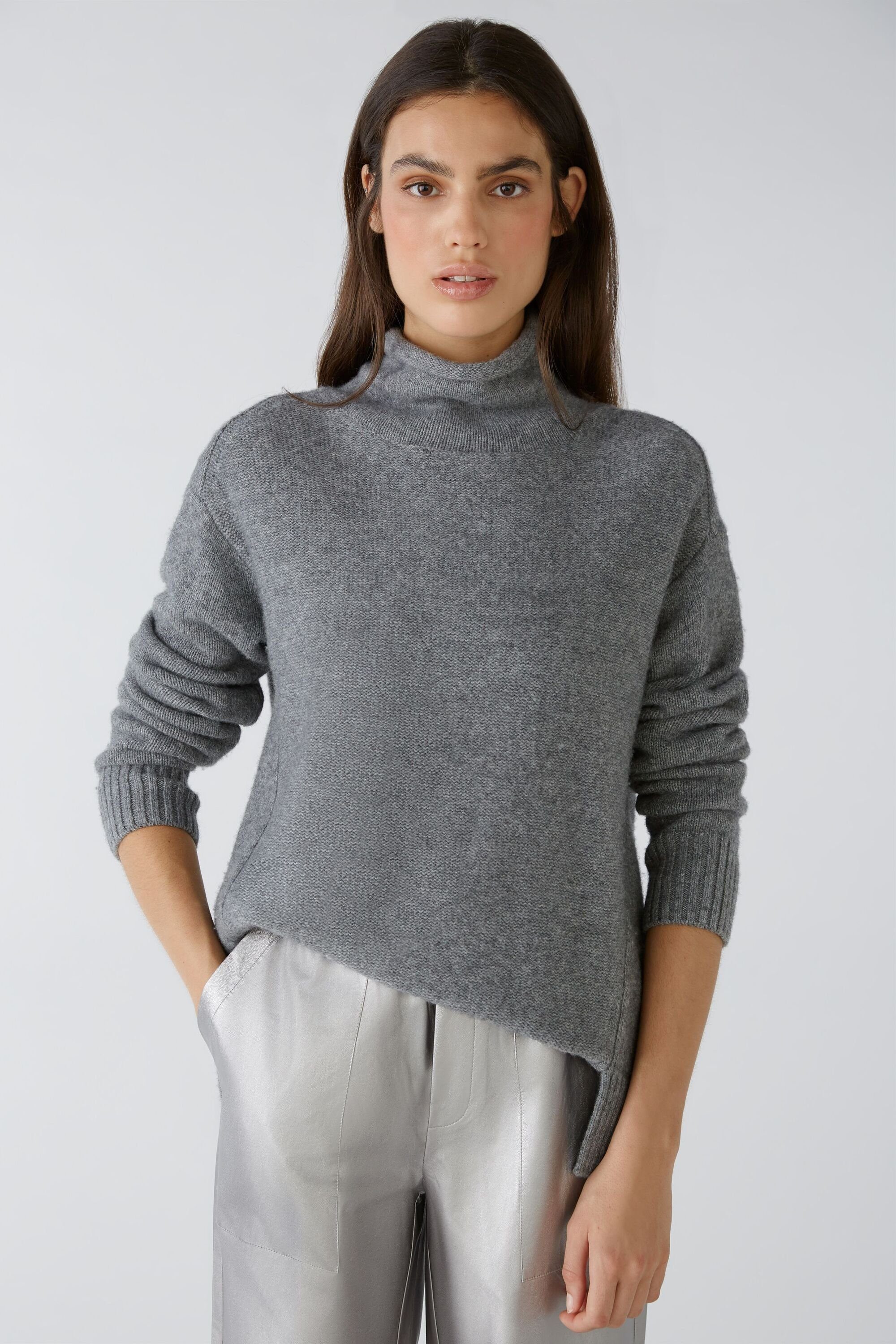 Oui Strickpullover Pullover grey Wollmischung