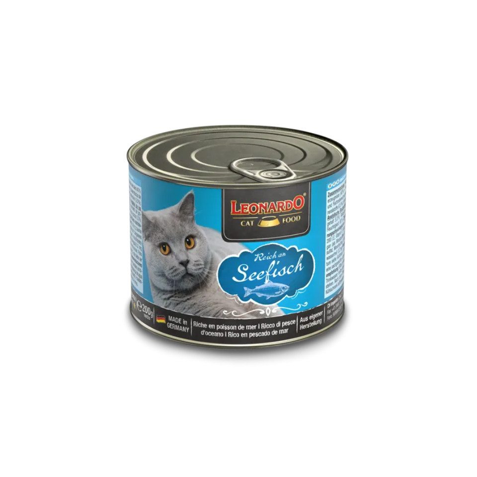 Leonardo Catfood Seefisch - hochwertiges Nassfutter ohne Getreide & Zuckerzusatz 6x200g, Nassfutter für: Katzen