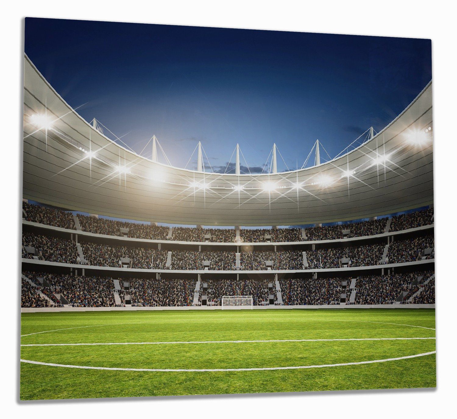 Wallario Herd-Abdeckplatte Fußballstadion Mittellinie, ESG-Sicherheitsglas, (Glasplatte, 1 tlg., inkl. 5mm Noppen), verschiedene Größen